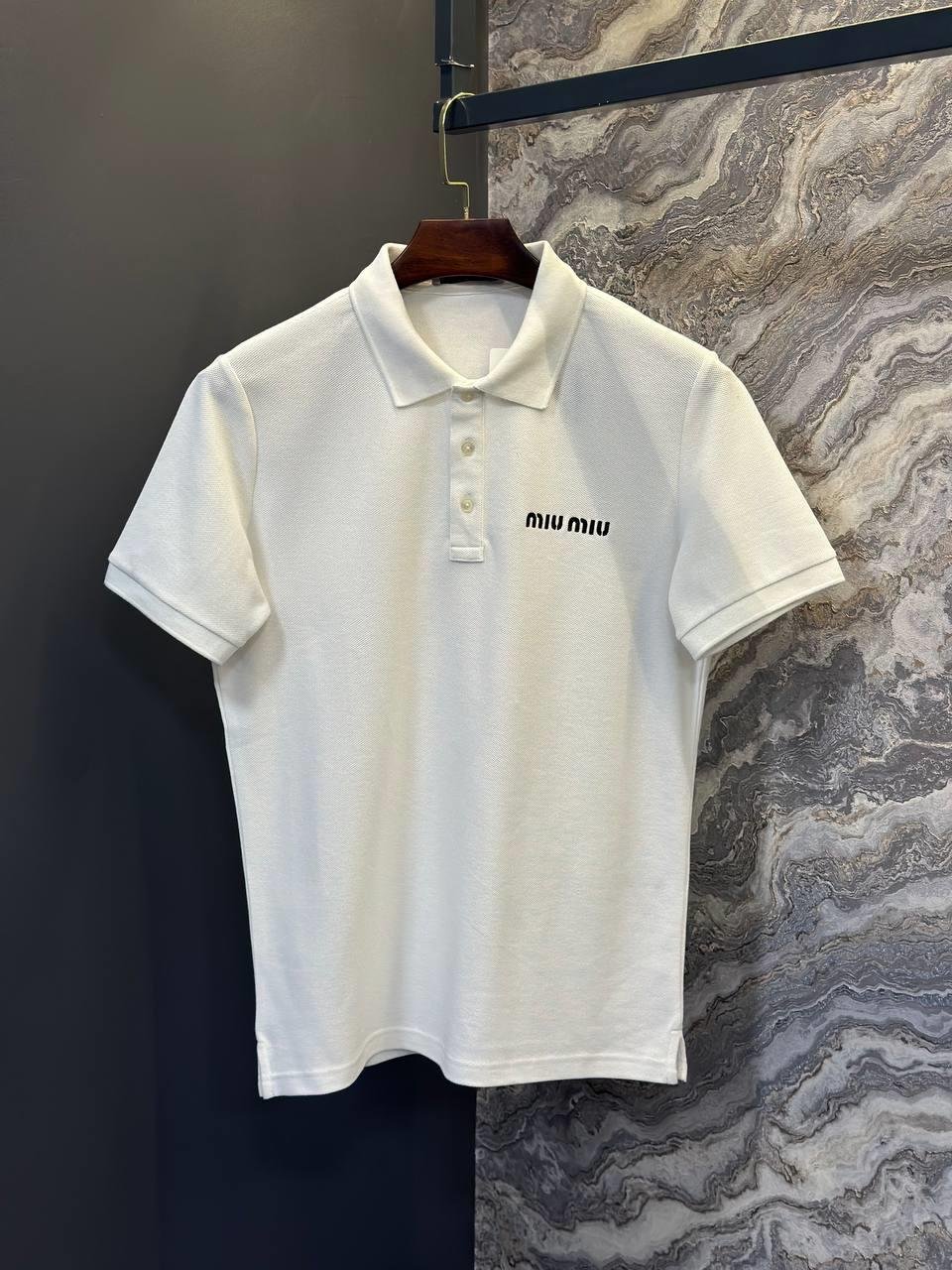 YENİ SEZON MİU MİU POLO YAKA BEYAZ TSHİRT