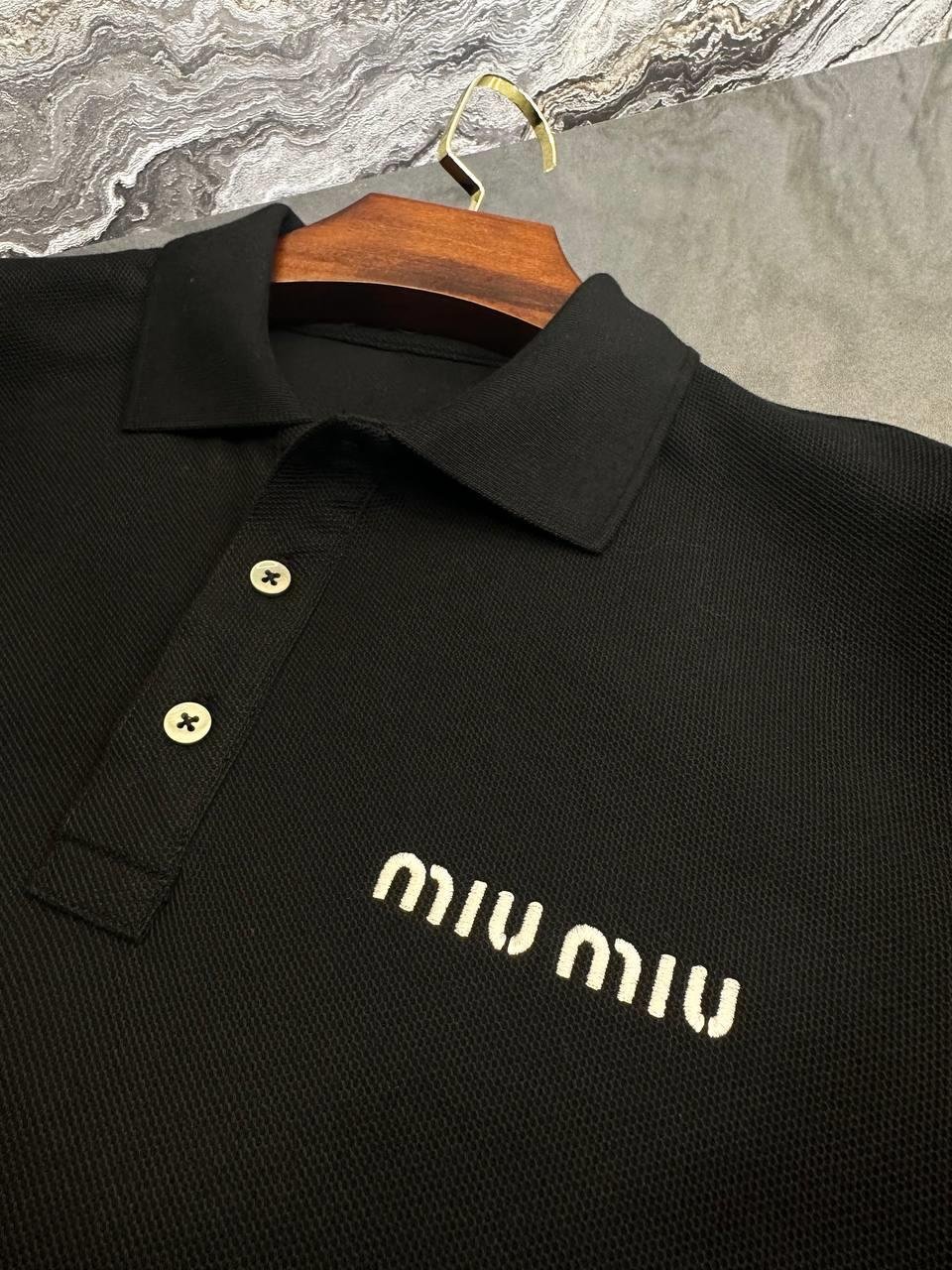 YENİ SEZON MİU MİU POLO YAKA SİYAH TSHİRT