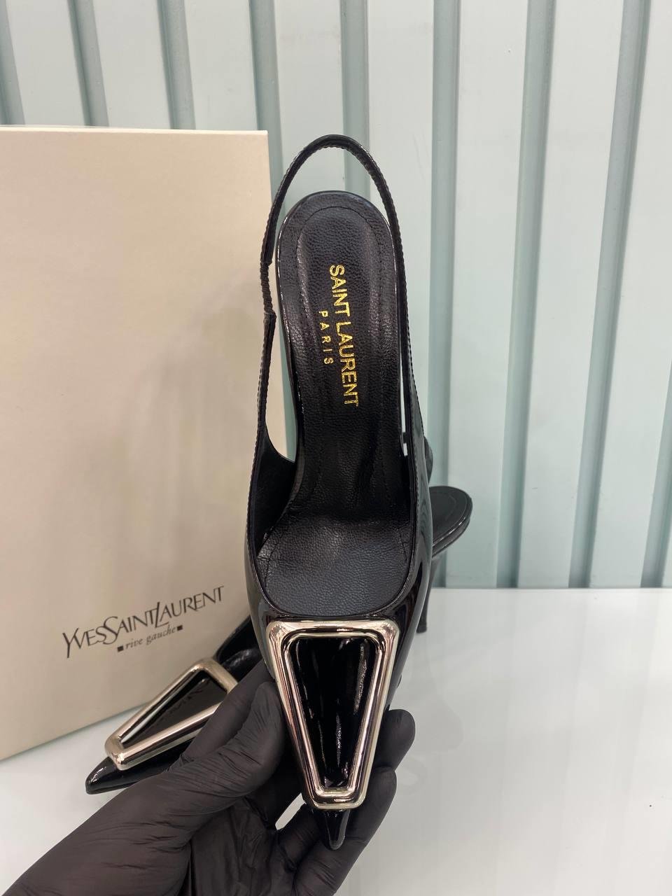 YSL SİYAH TOPUKLU AYAKKABI