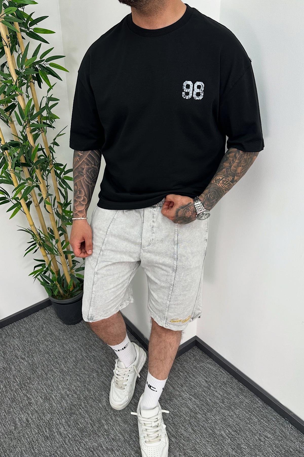 98 Baskılı Siyah T-Shirt