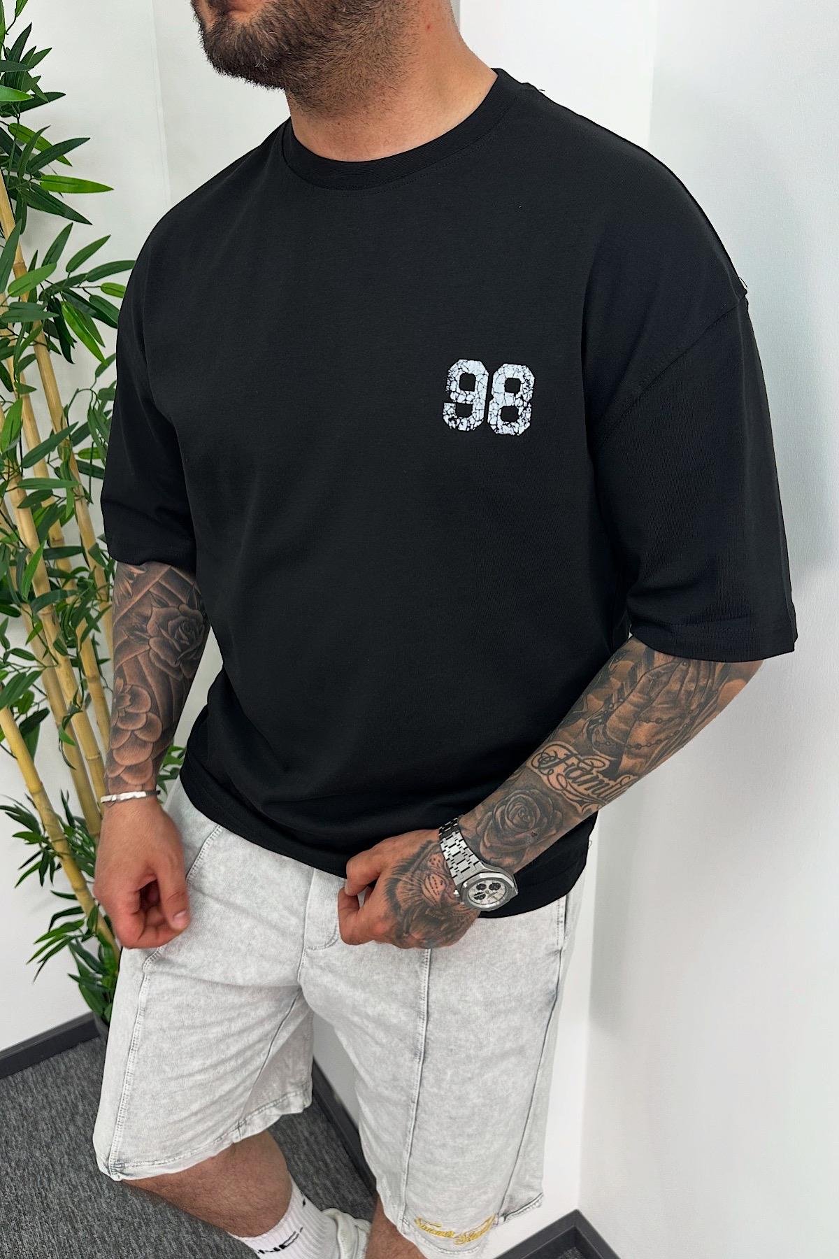 98 Baskılı Siyah T-Shirt