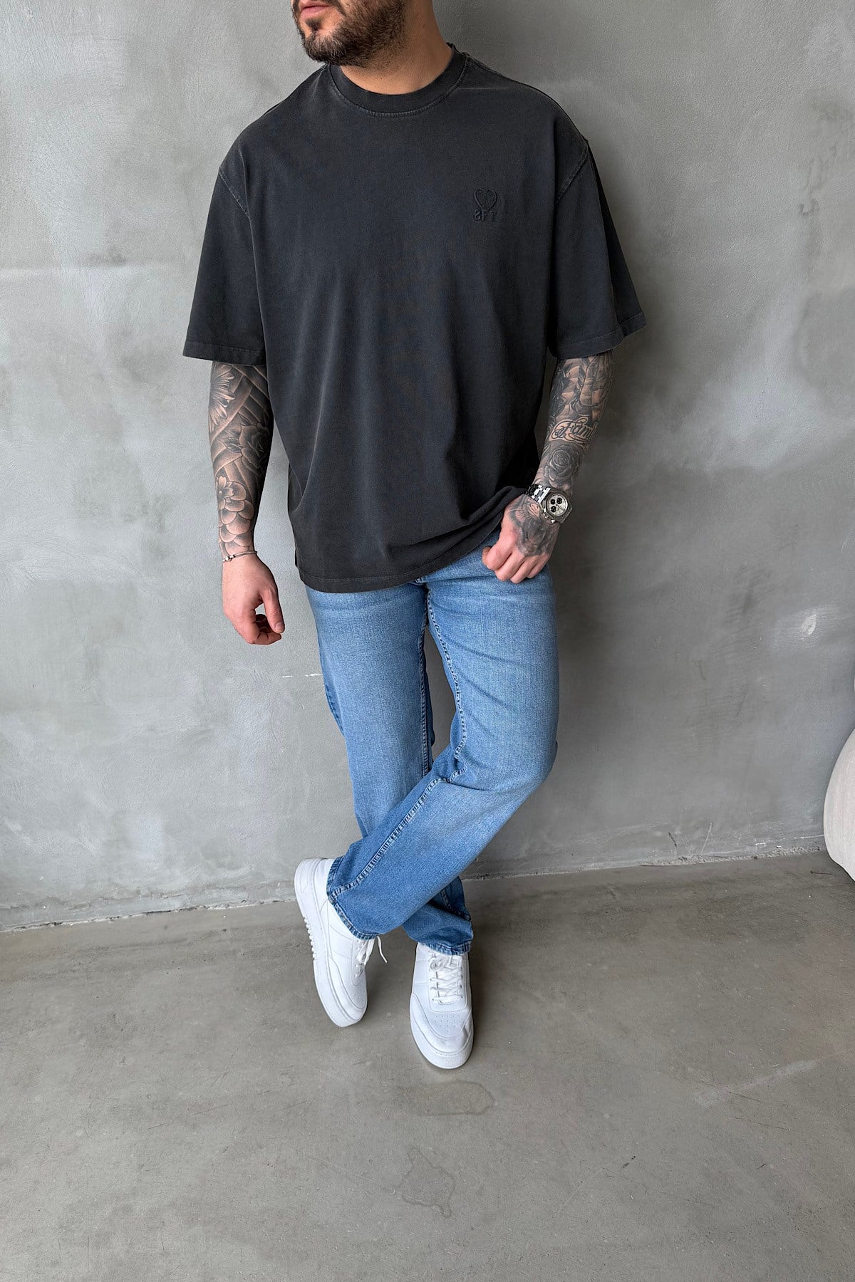 Acid Yıkama Basic T-Shirt