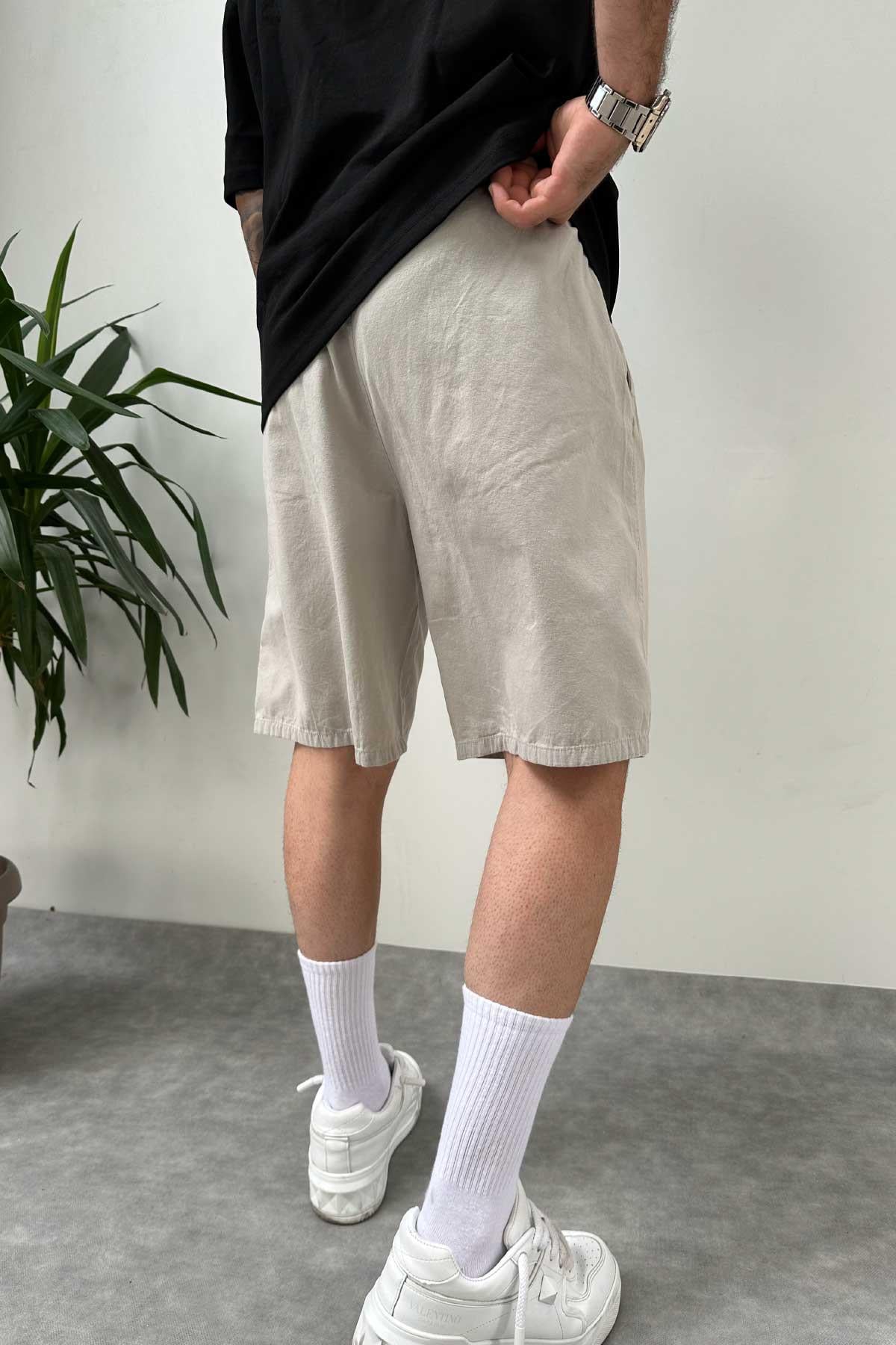 Açık Gri Oversize Şort