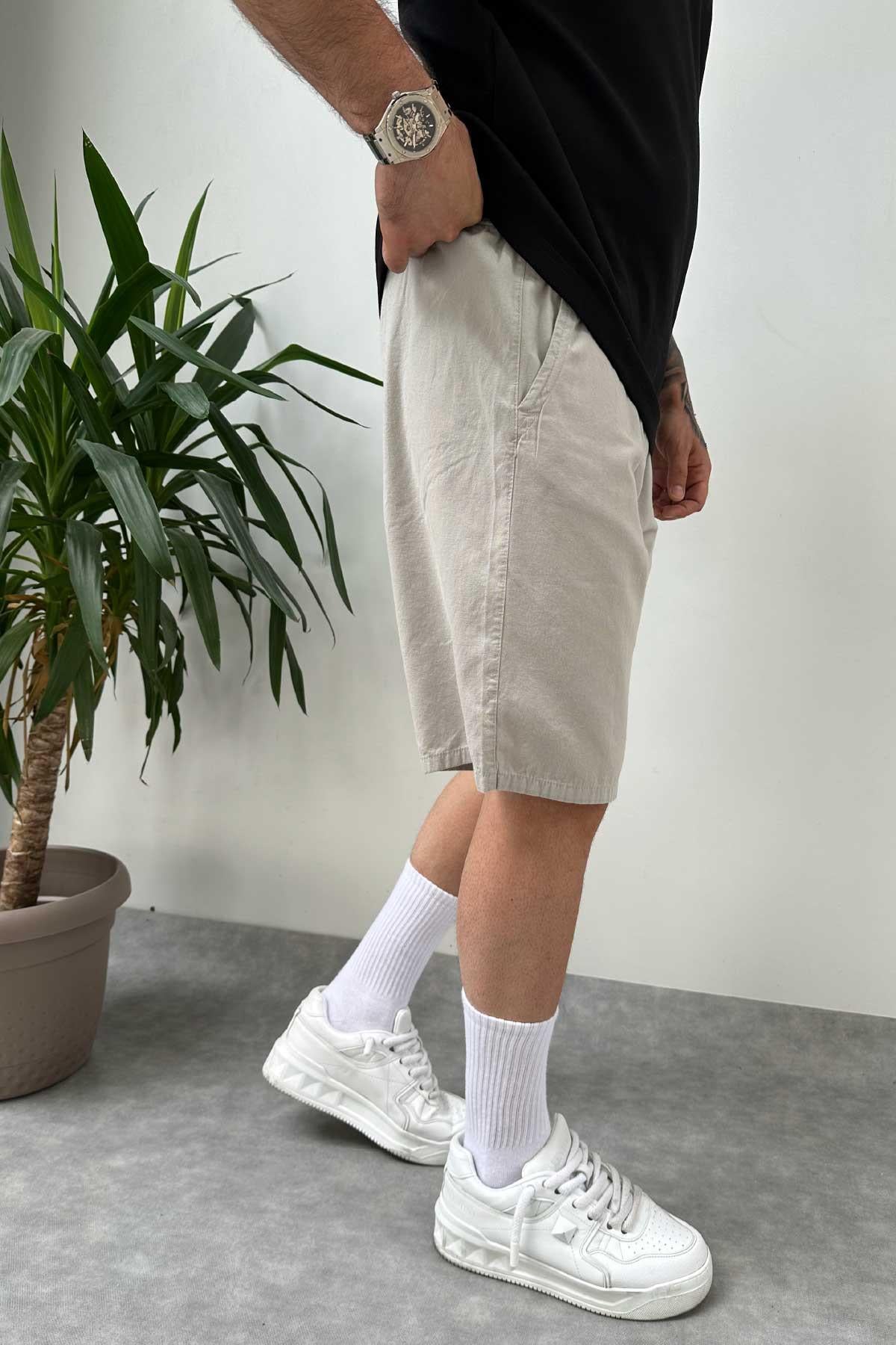 Açık Gri Oversize Şort