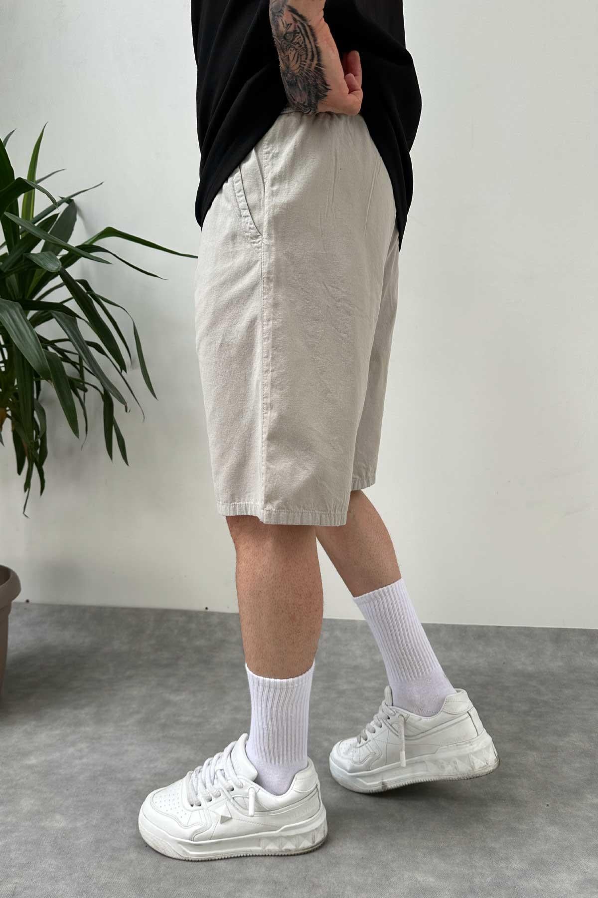 Açık Gri Oversize Şort