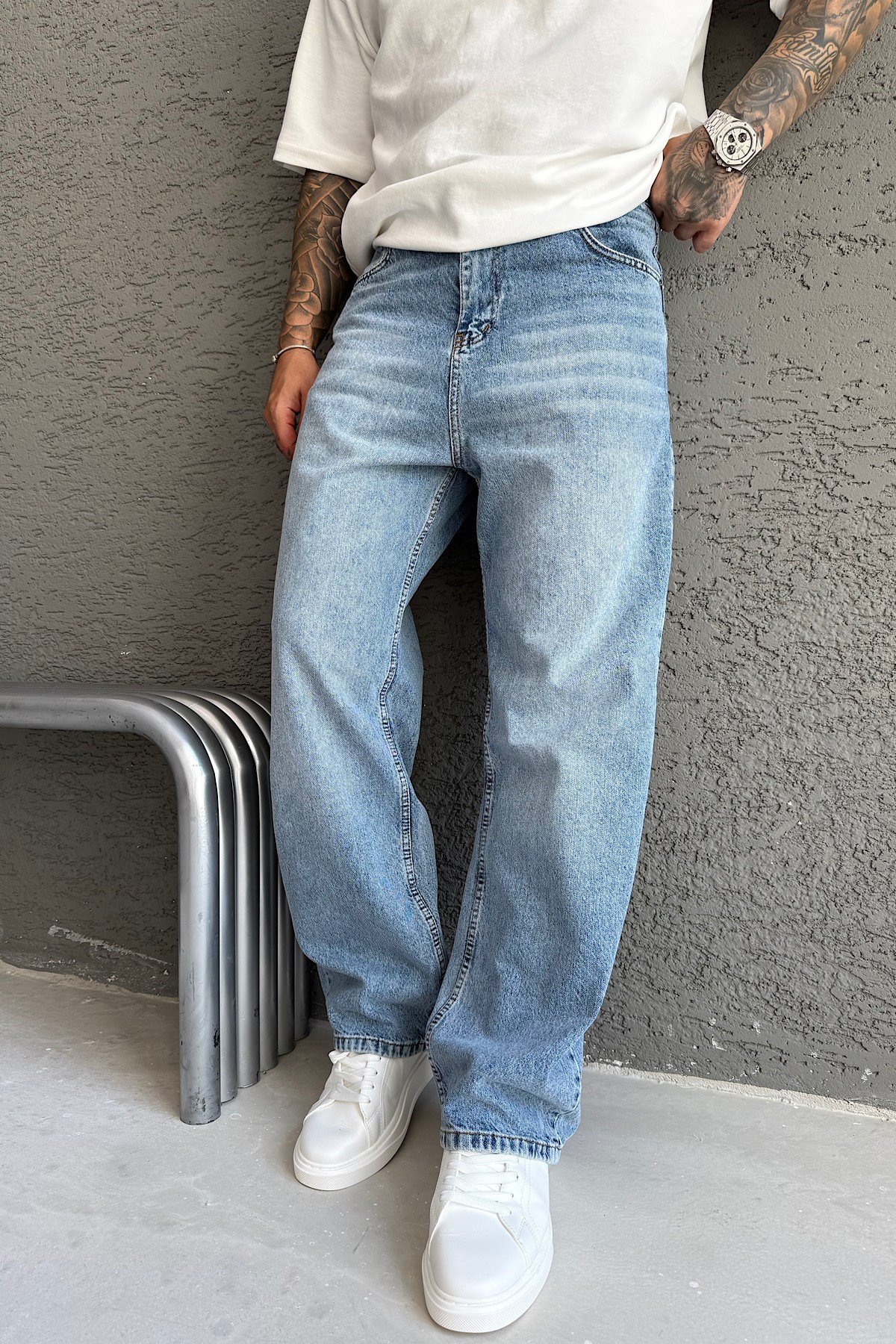 Açık Mavi Relax Baggy Pantlon 