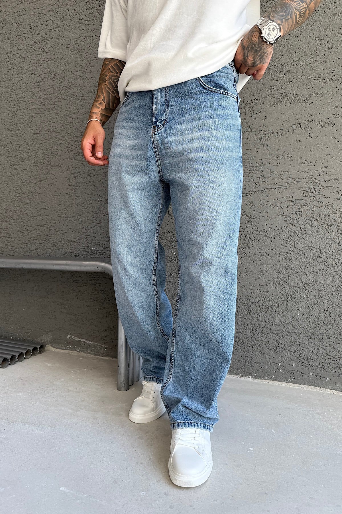 Açık Mavi Relax Baggy Pantlon 
