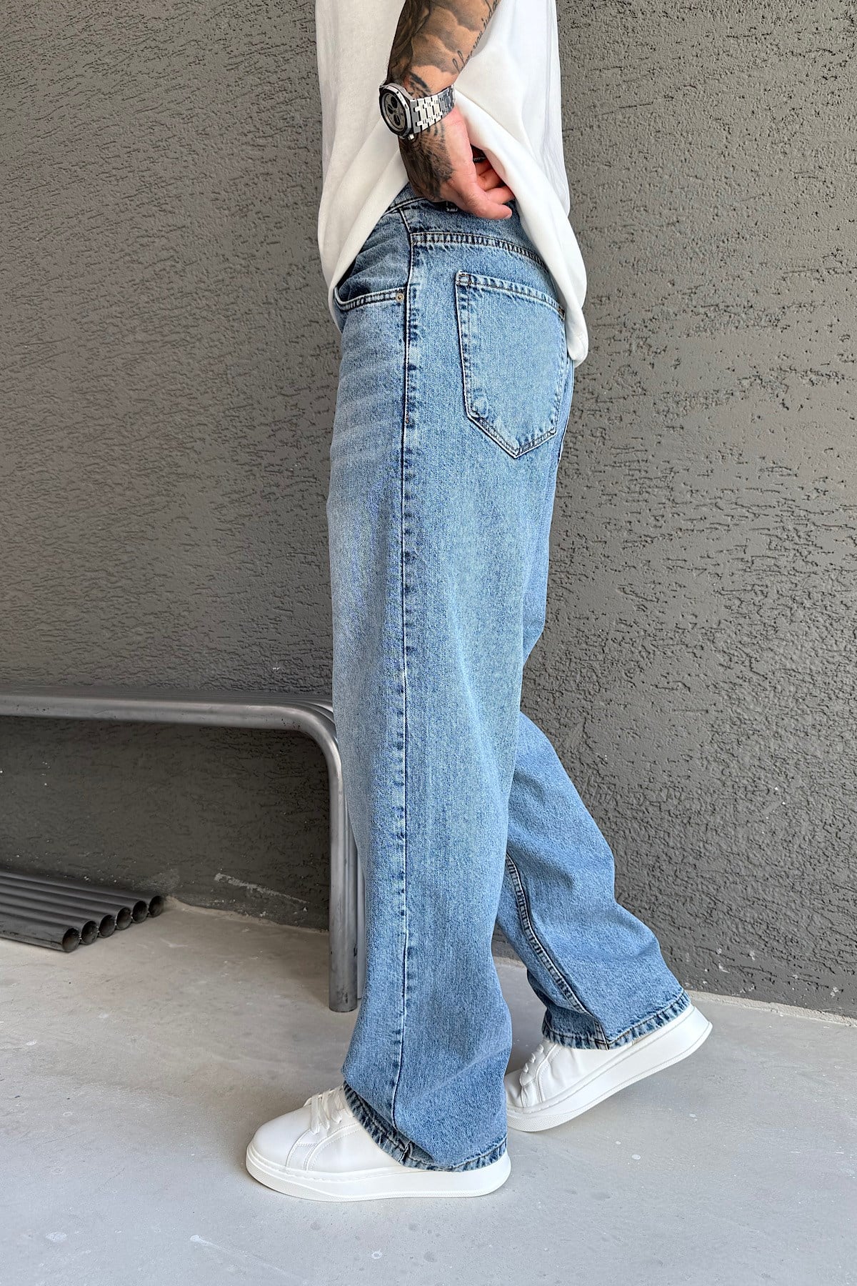 Açık Mavi Relax Baggy Pantlon 