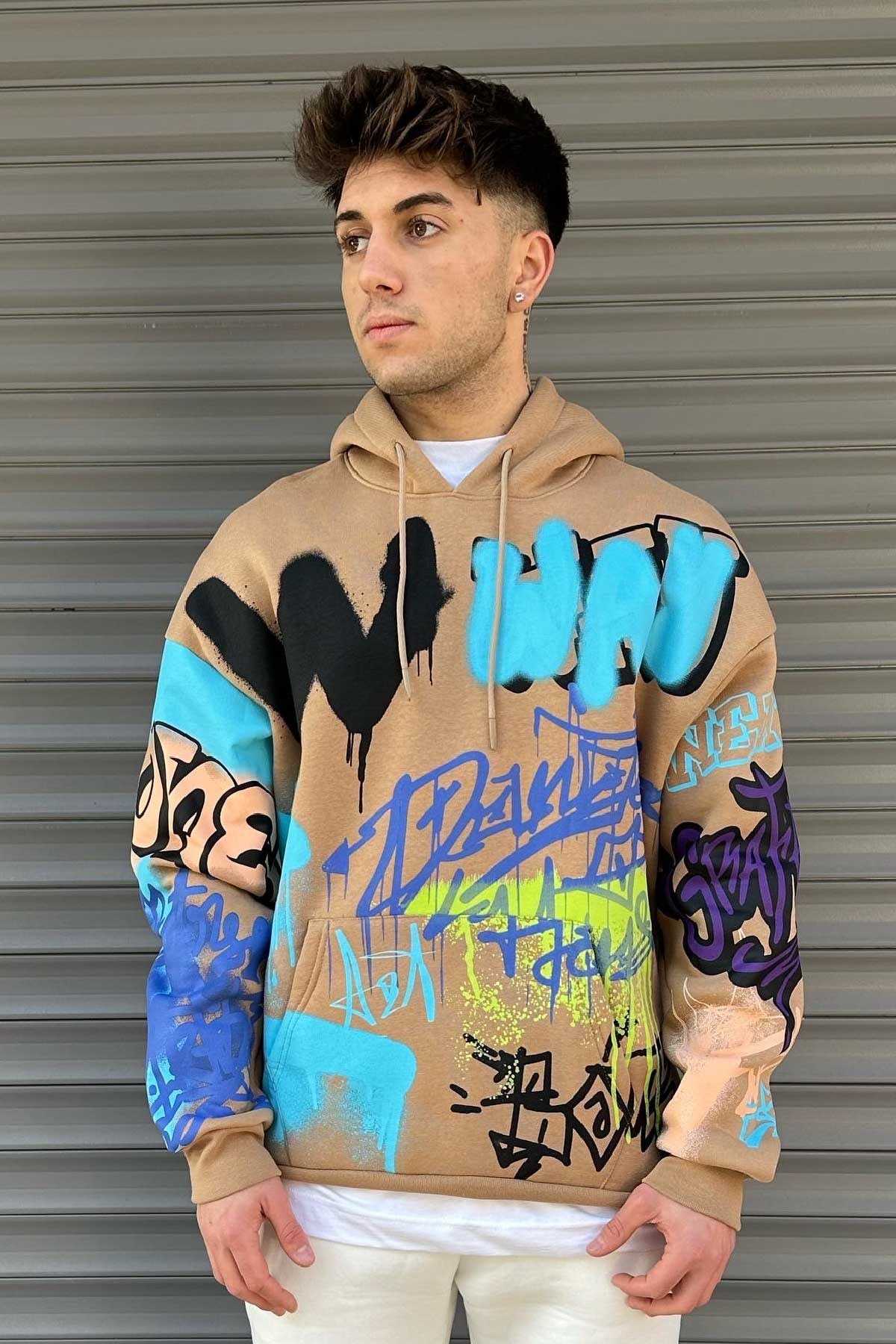 Baskılı Kapşonlu Sweatshirt