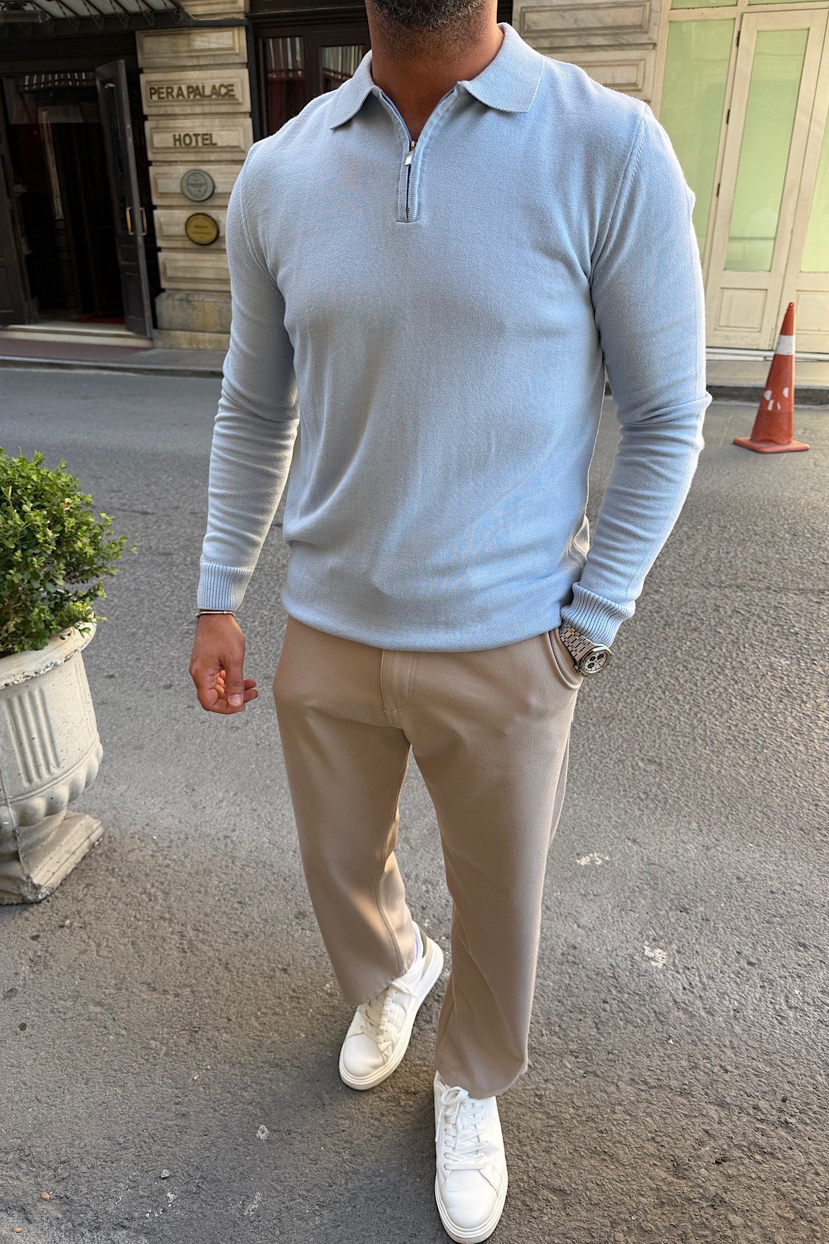 Bebe Mavisi Polo Yaka Triko