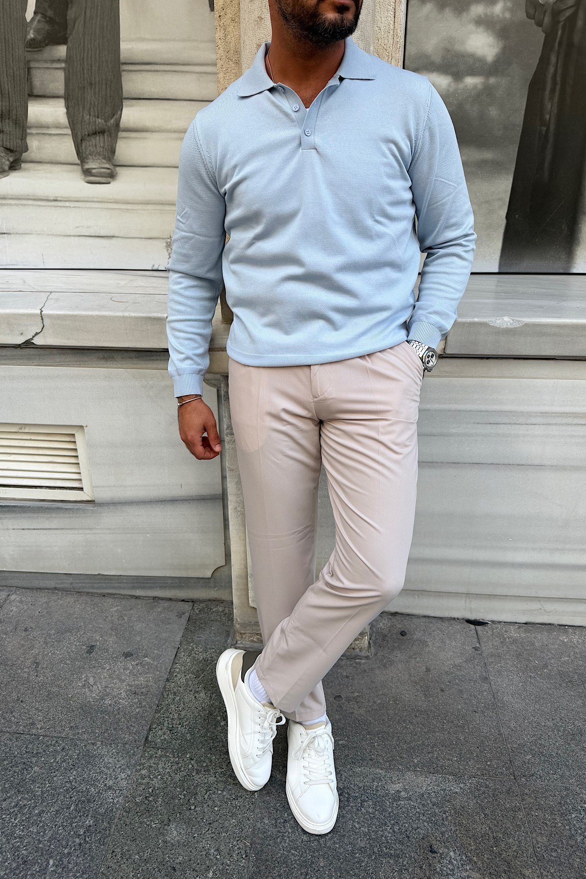 Bebe Mavisi Polo Yaka Triko 