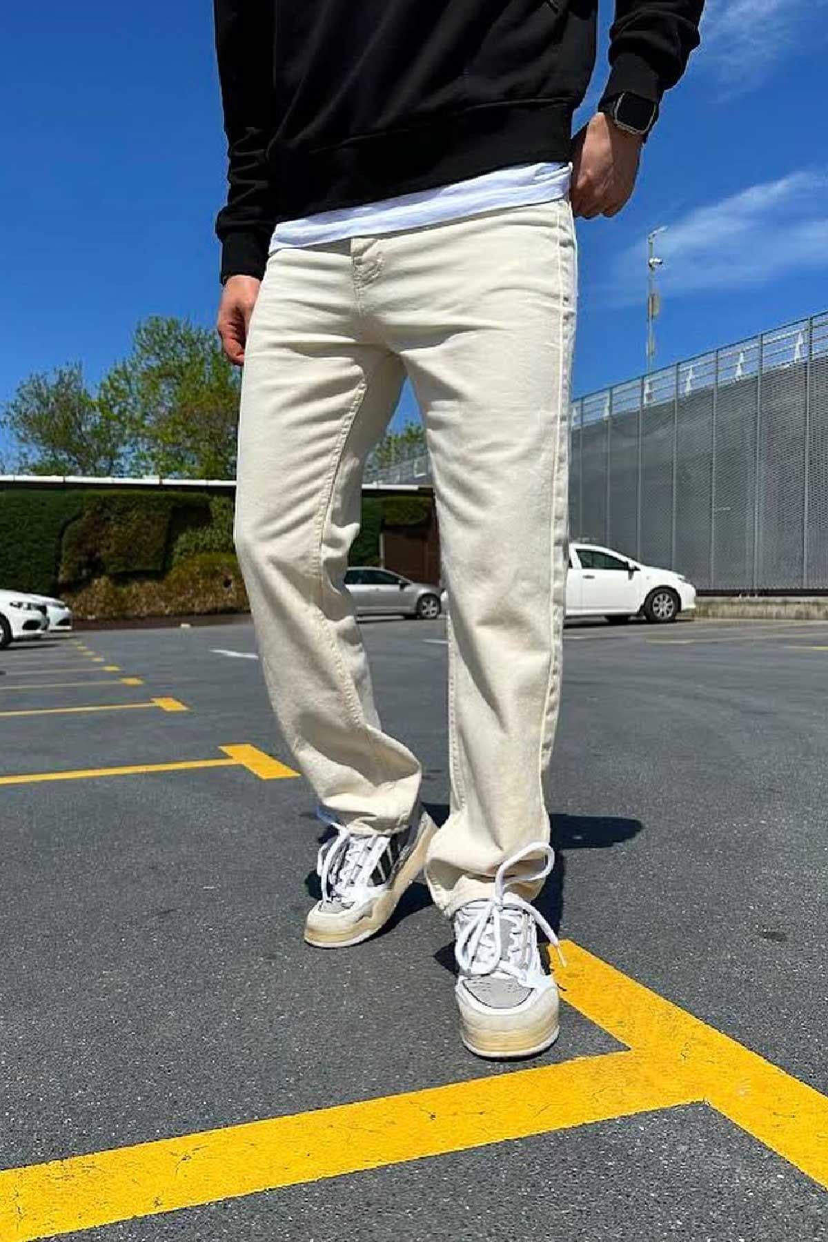 Bej Basic Baggy Pantolon