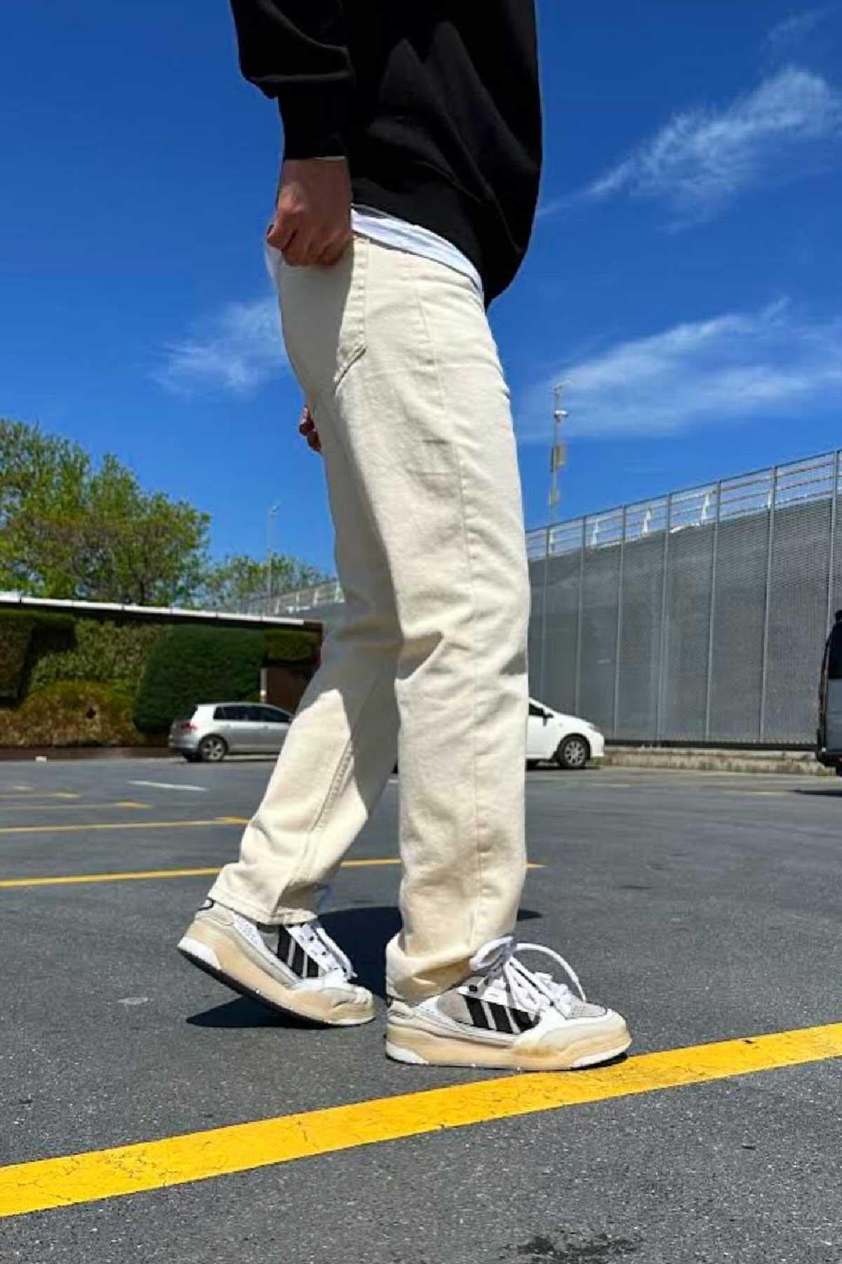 Bej Basic Baggy Pantolon