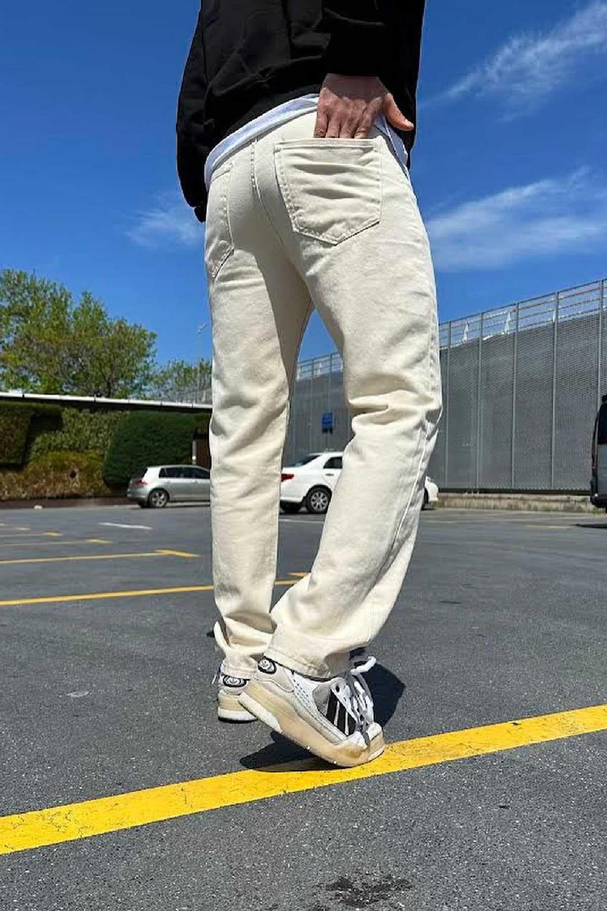 Bej Basic Baggy Pantolon