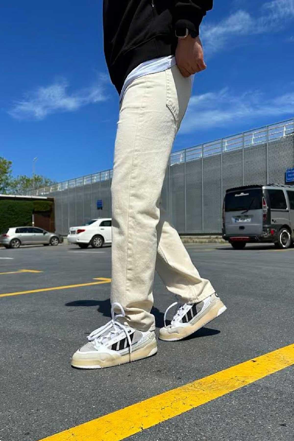 Bej Basic Baggy Pantolon