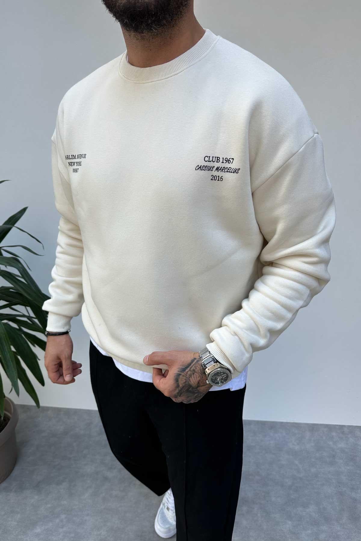Bej Baskılı Sweat