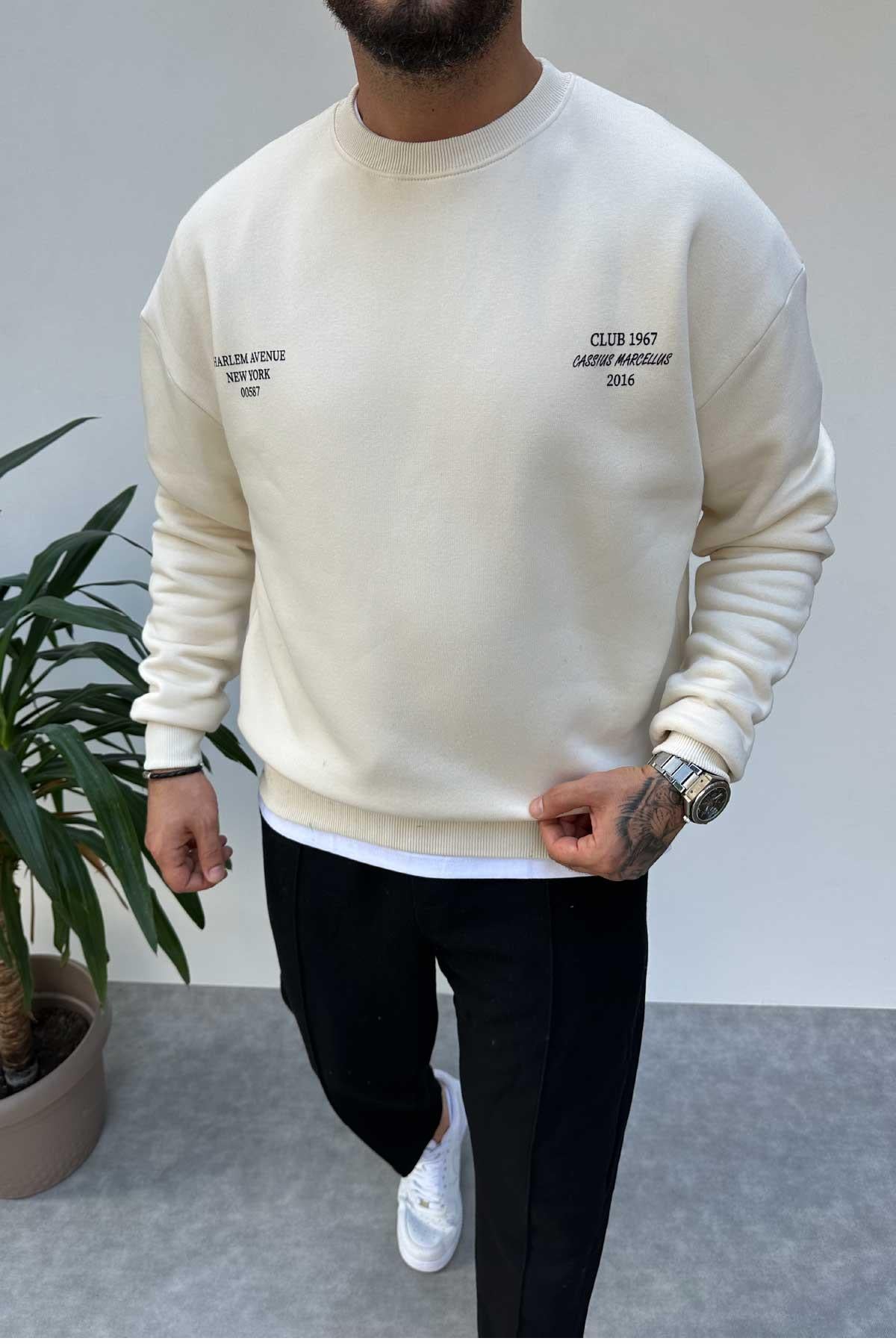 Bej Baskılı Sweat
