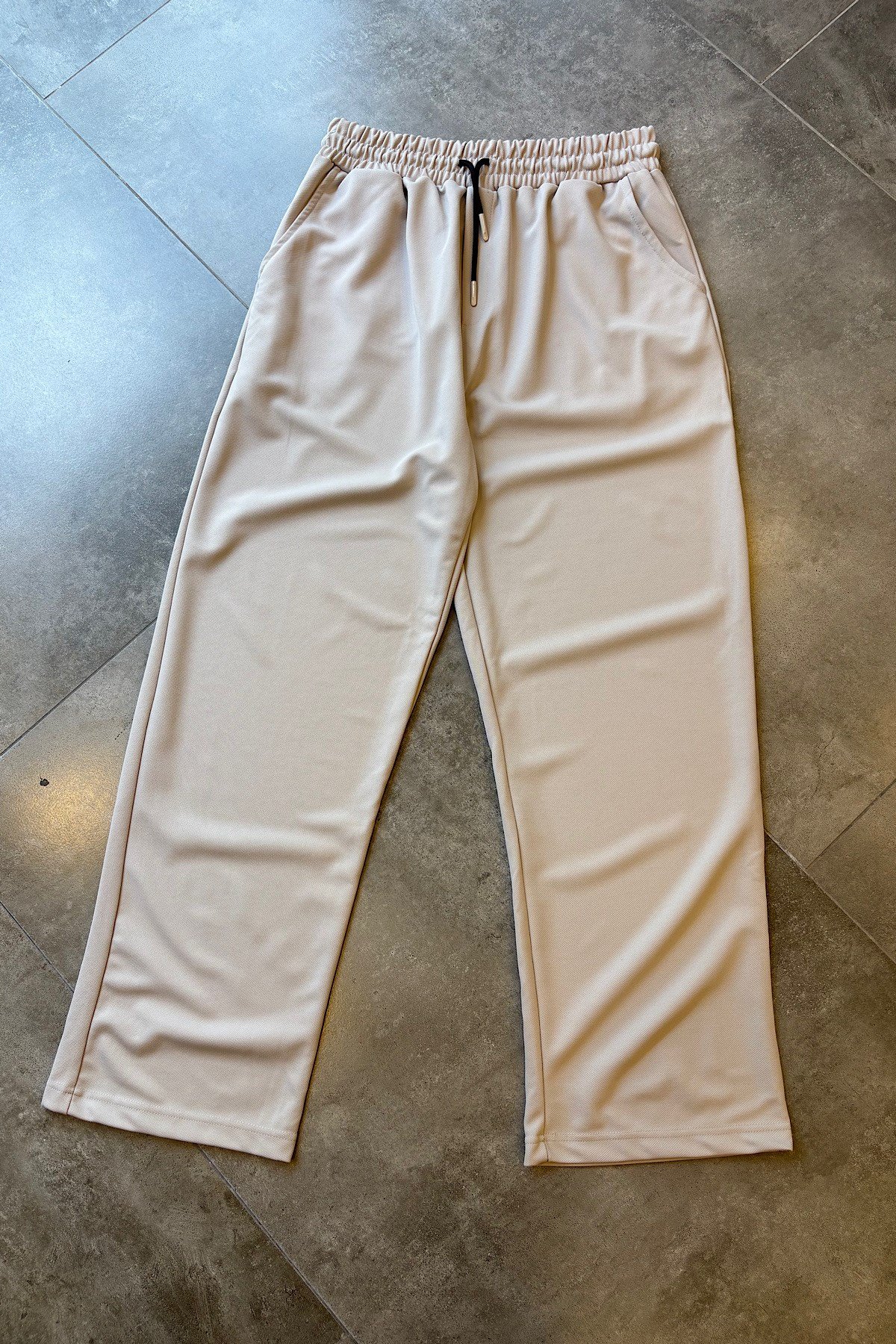 Bej Beli İpli Baggy Pantolon 