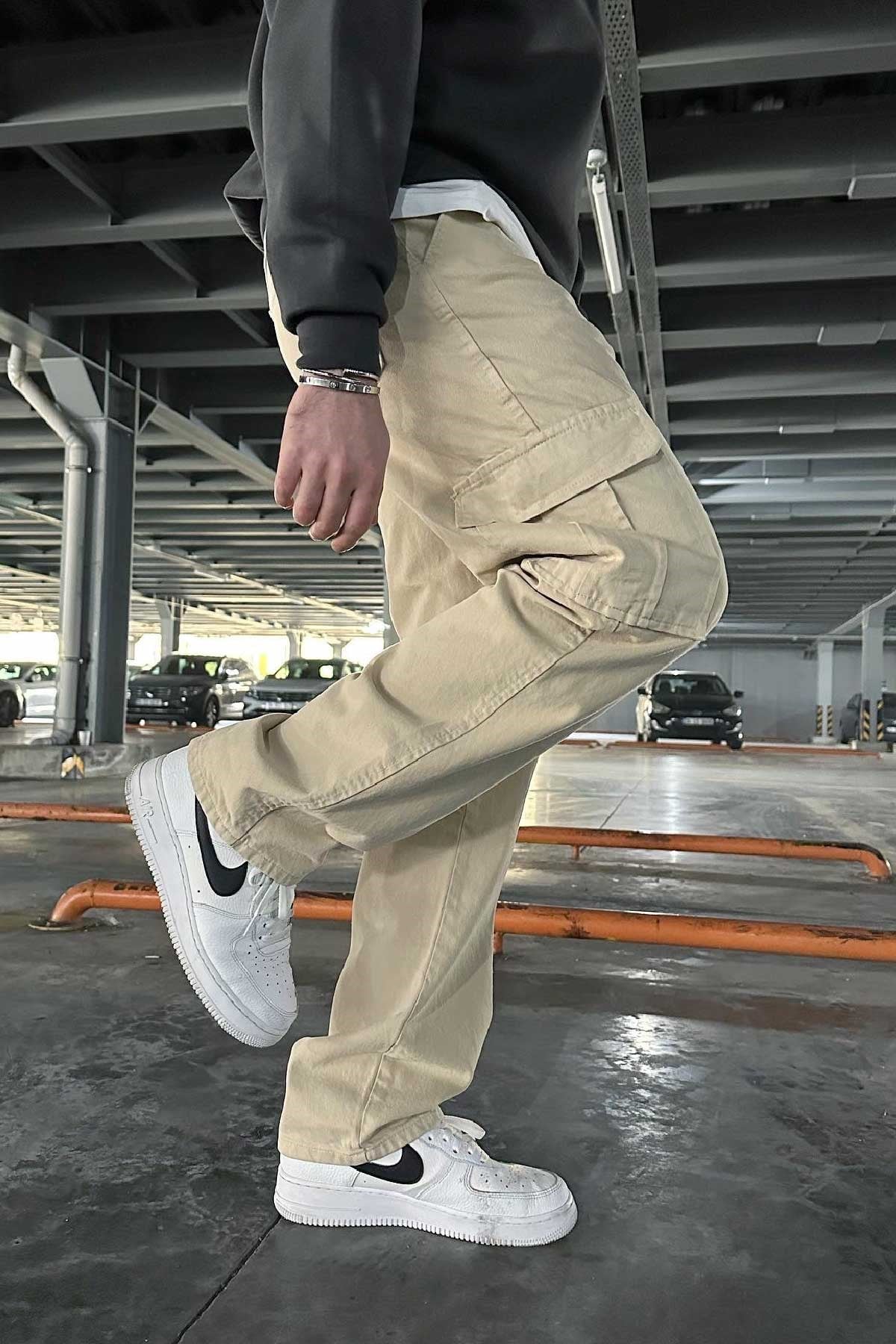 Bej Cepli Kargo Pantolon 
