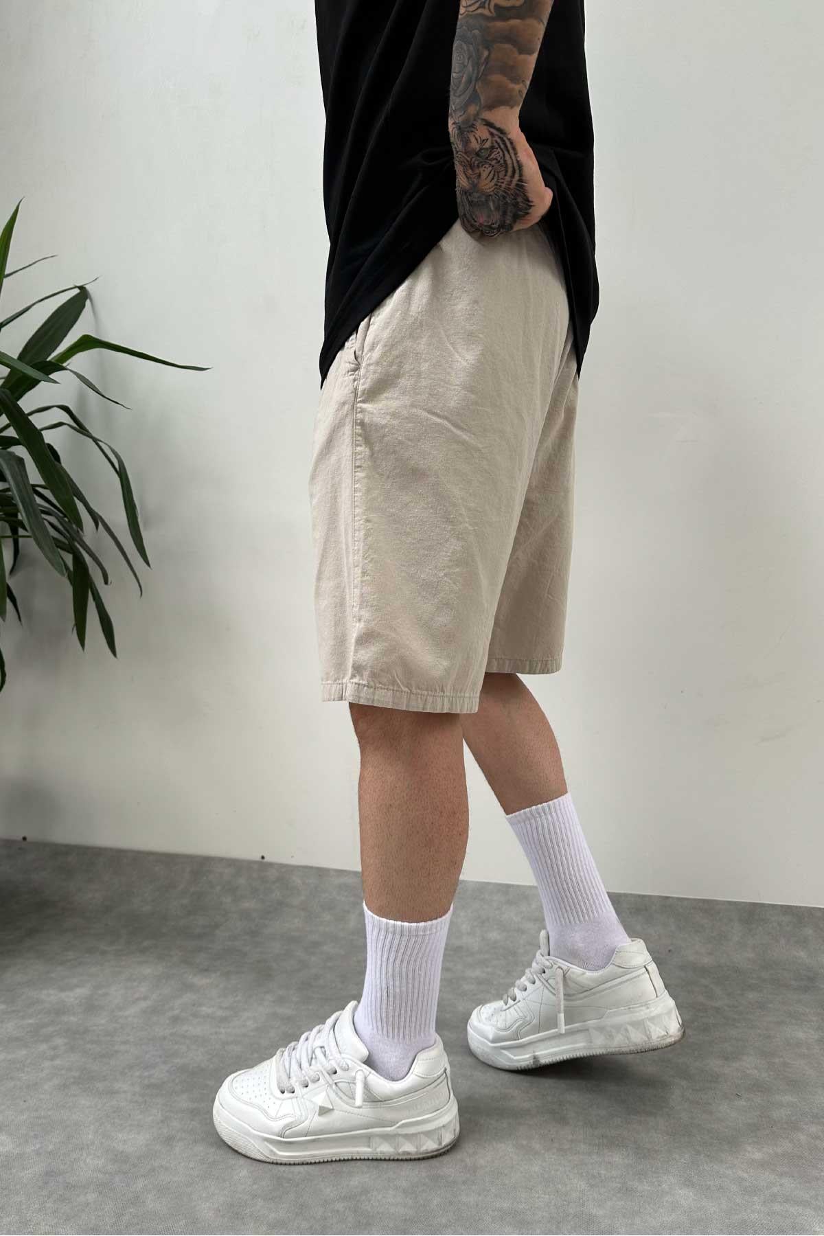 Bej Oversize Şort