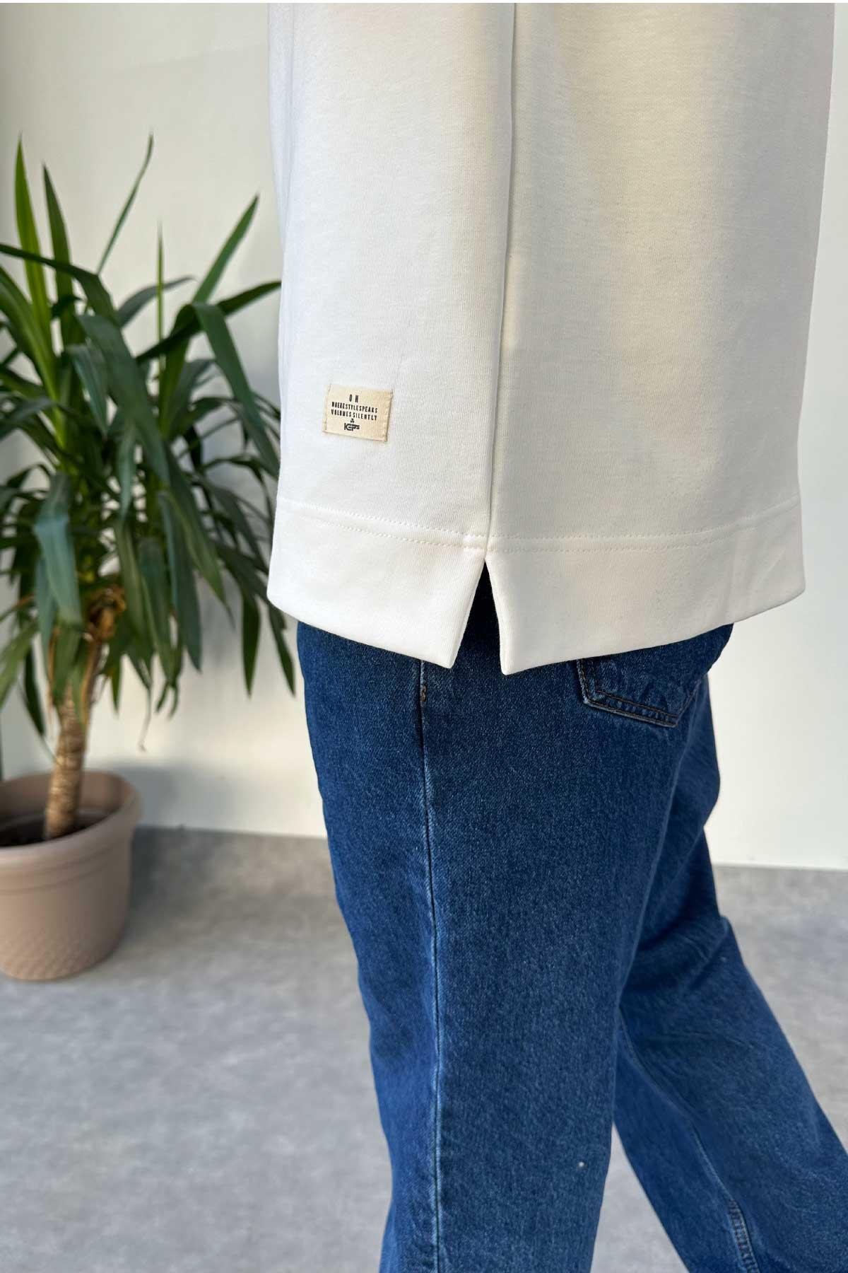 Beyaz Basic İnce Sweat