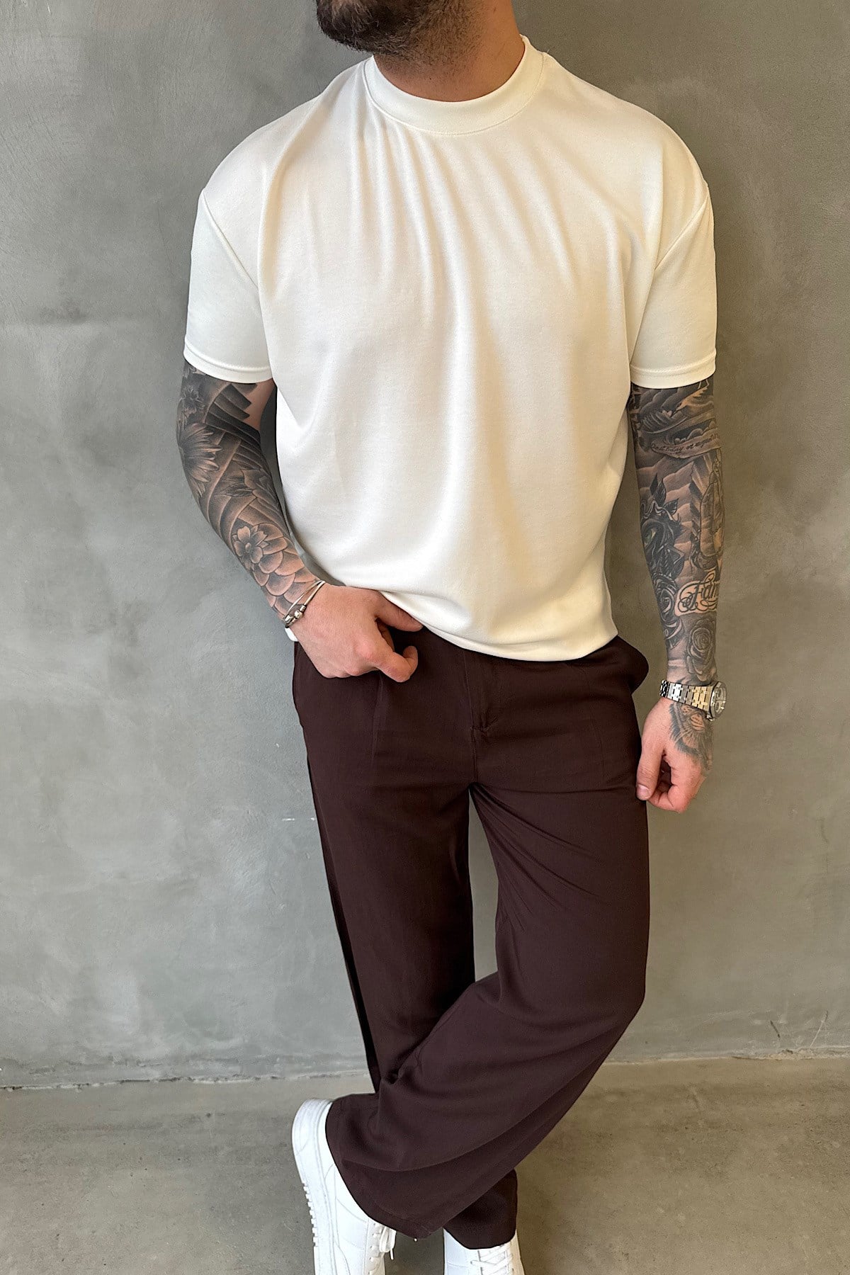 Beyaz Oysho Kumaş Basic T-shirt