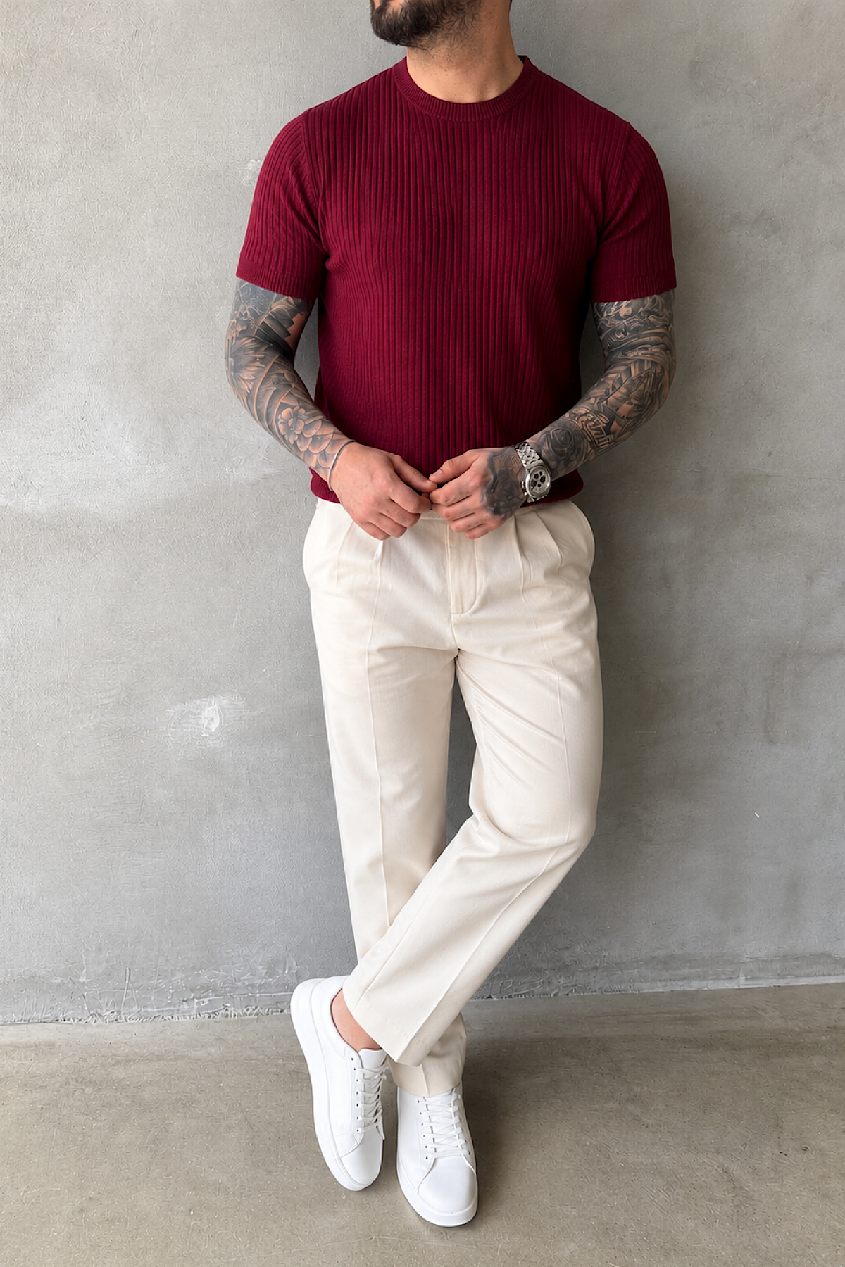 Bordo Fitilli Basic T-Shirt