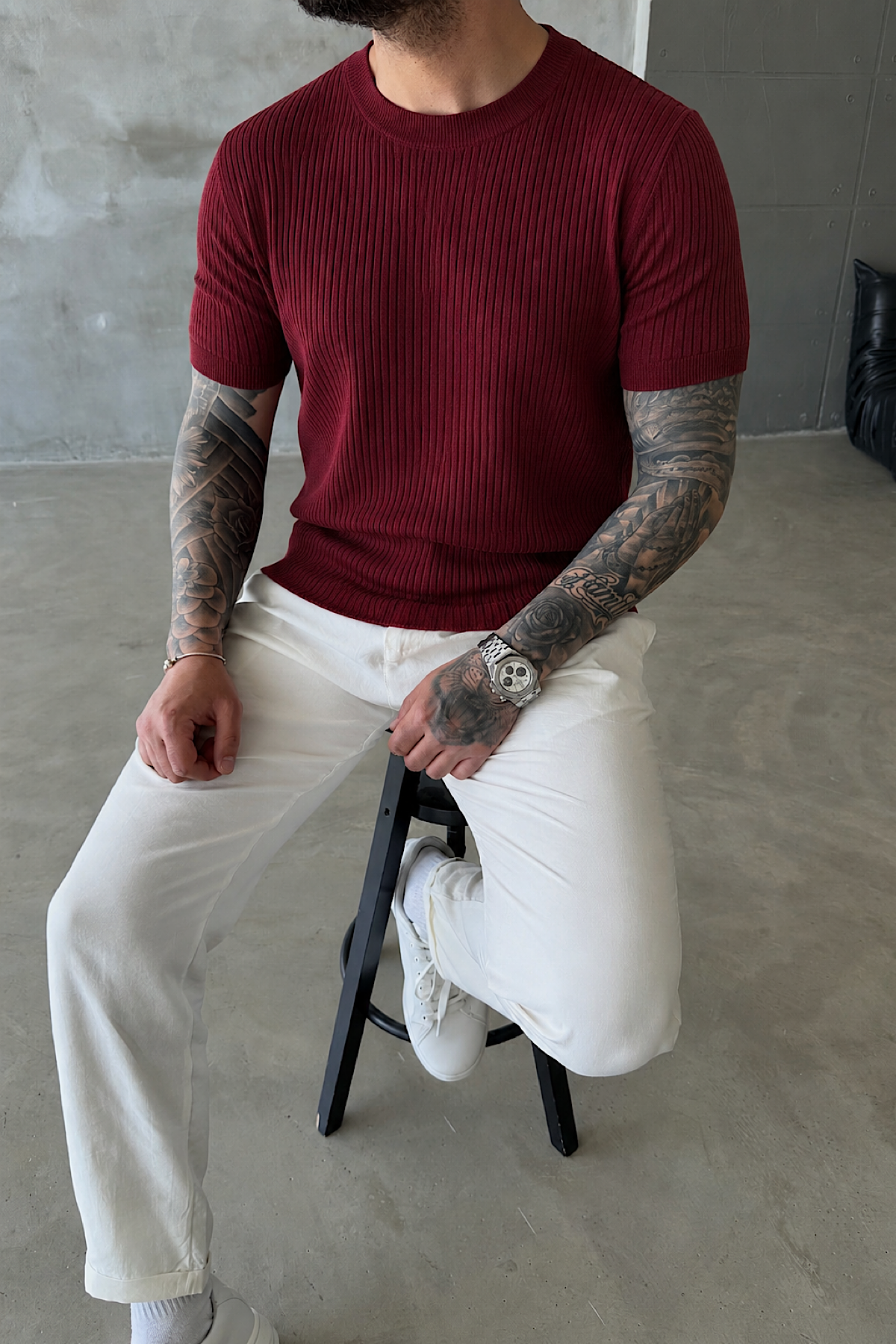 Bordo Fitilli Basic T-Shirt