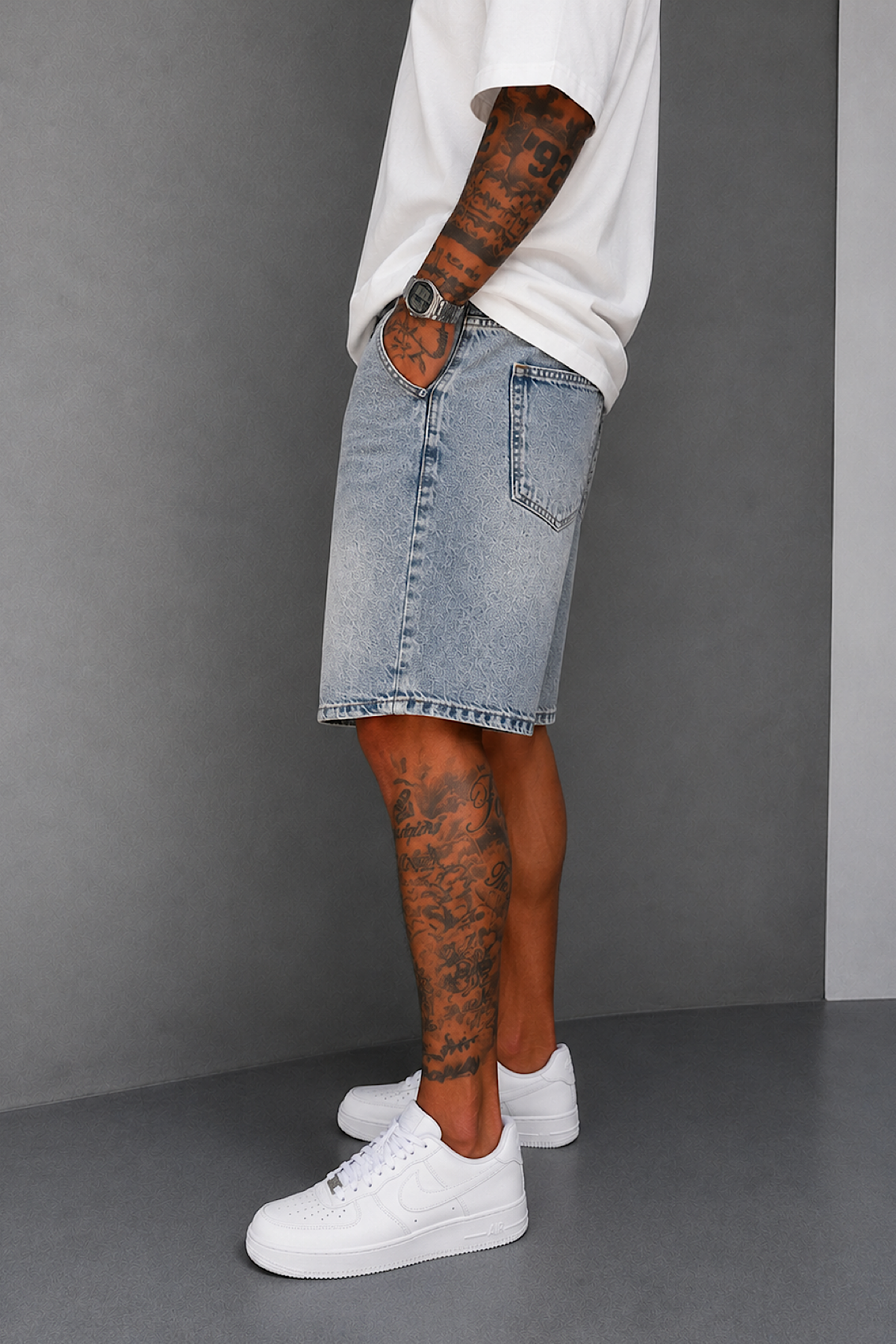 Buz Mavi Denim Şort