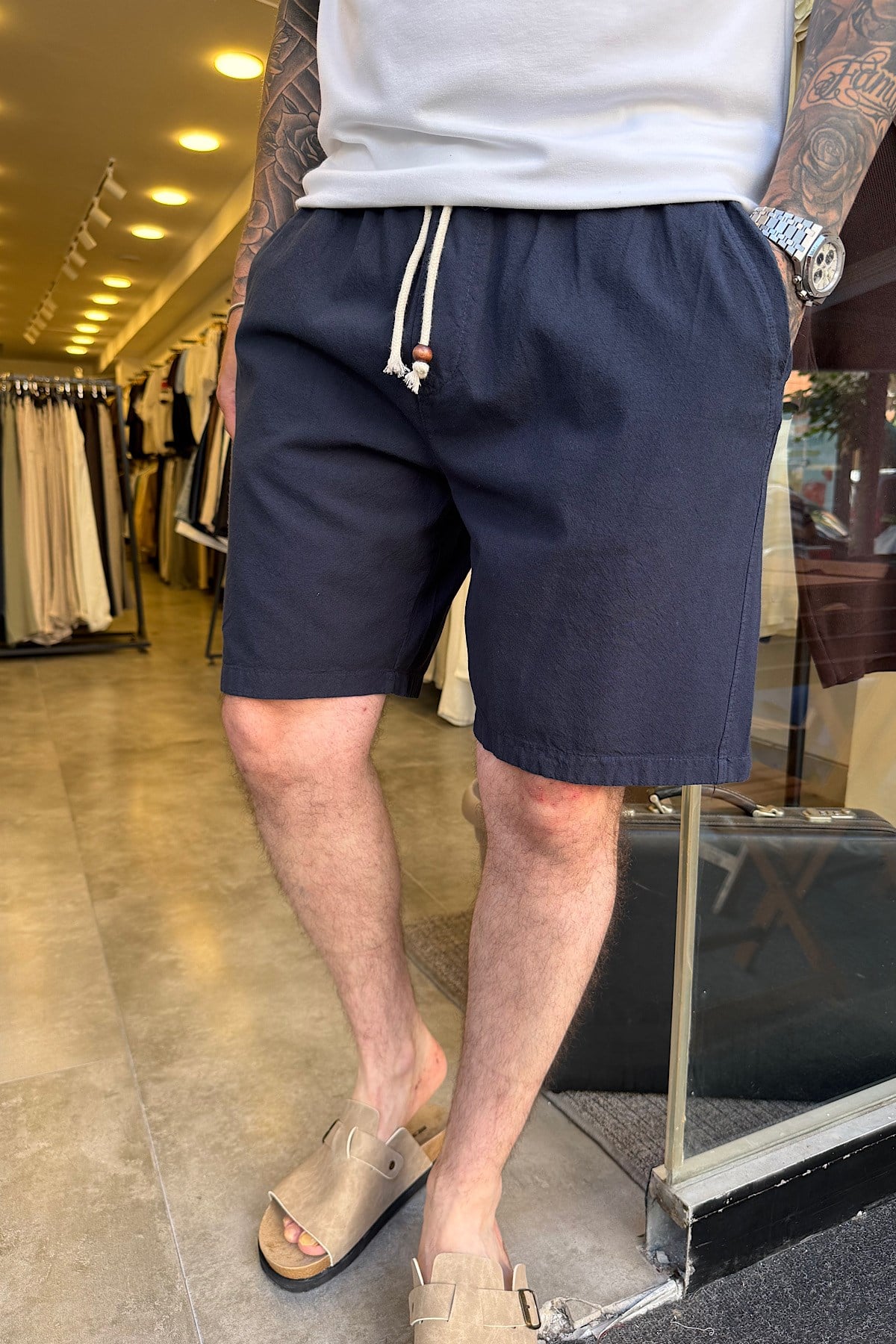 eten Lacivert Beli İpli Şort 