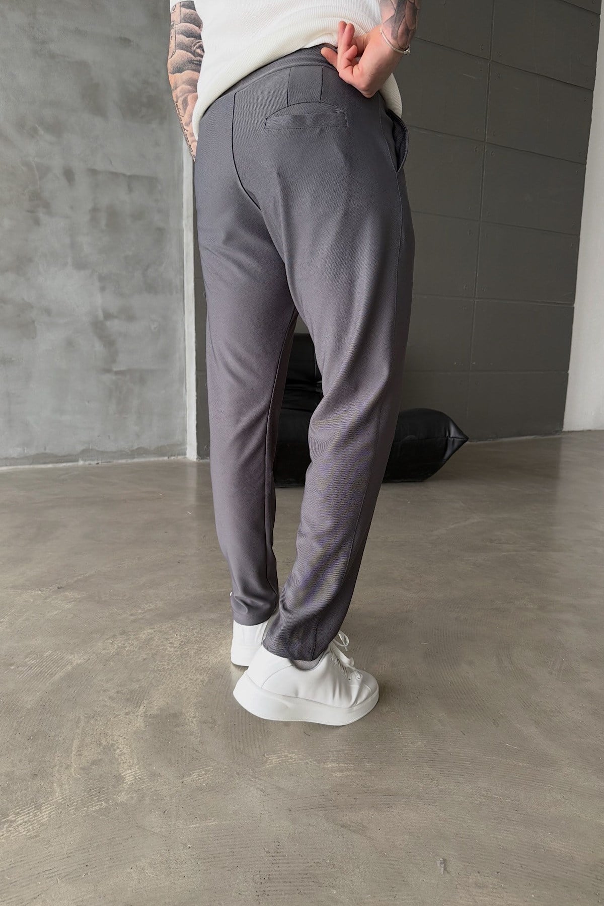 Gri Bel Lastikli Regular Jogger
