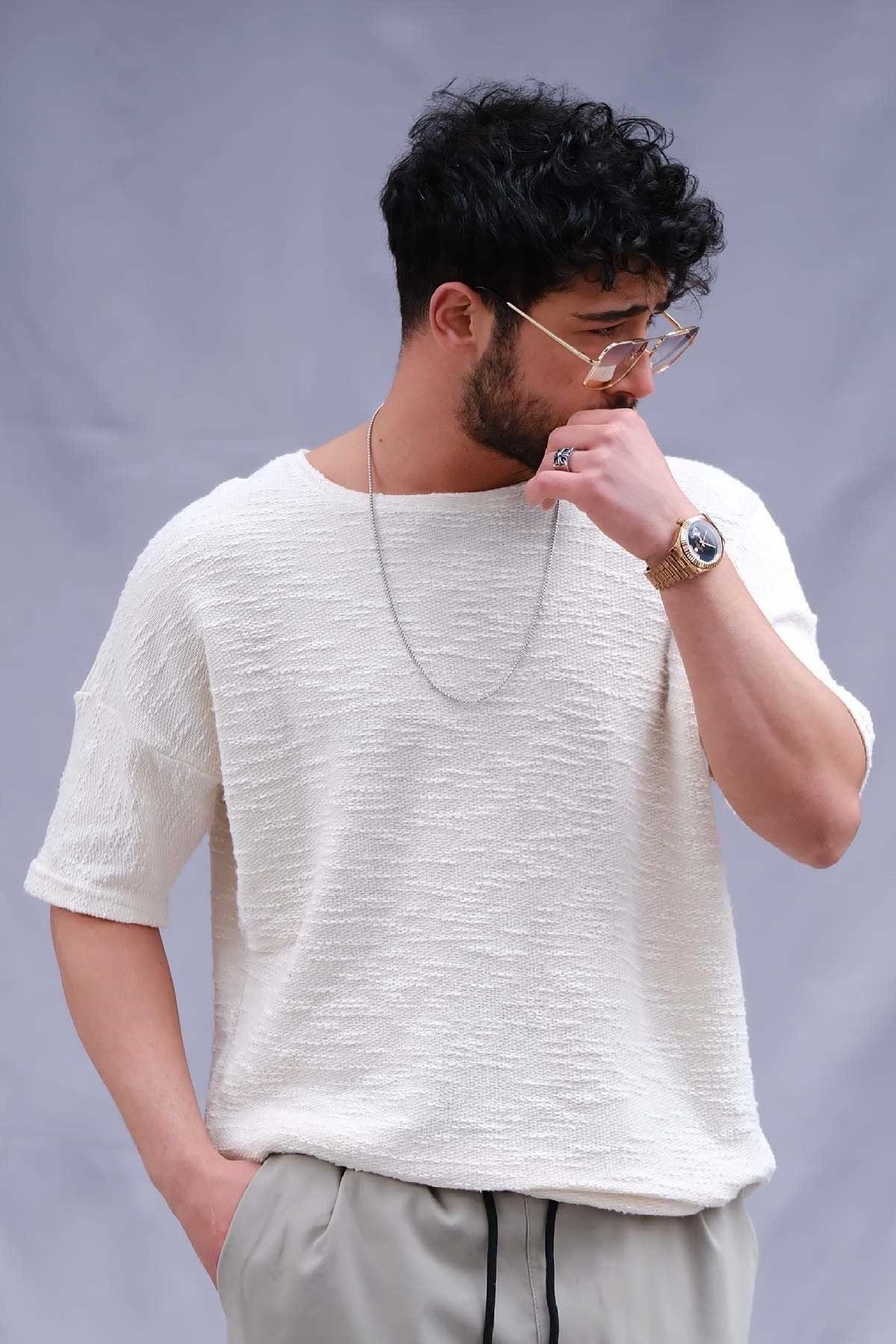 Hafif Bol Kesim Örme T-Shirt