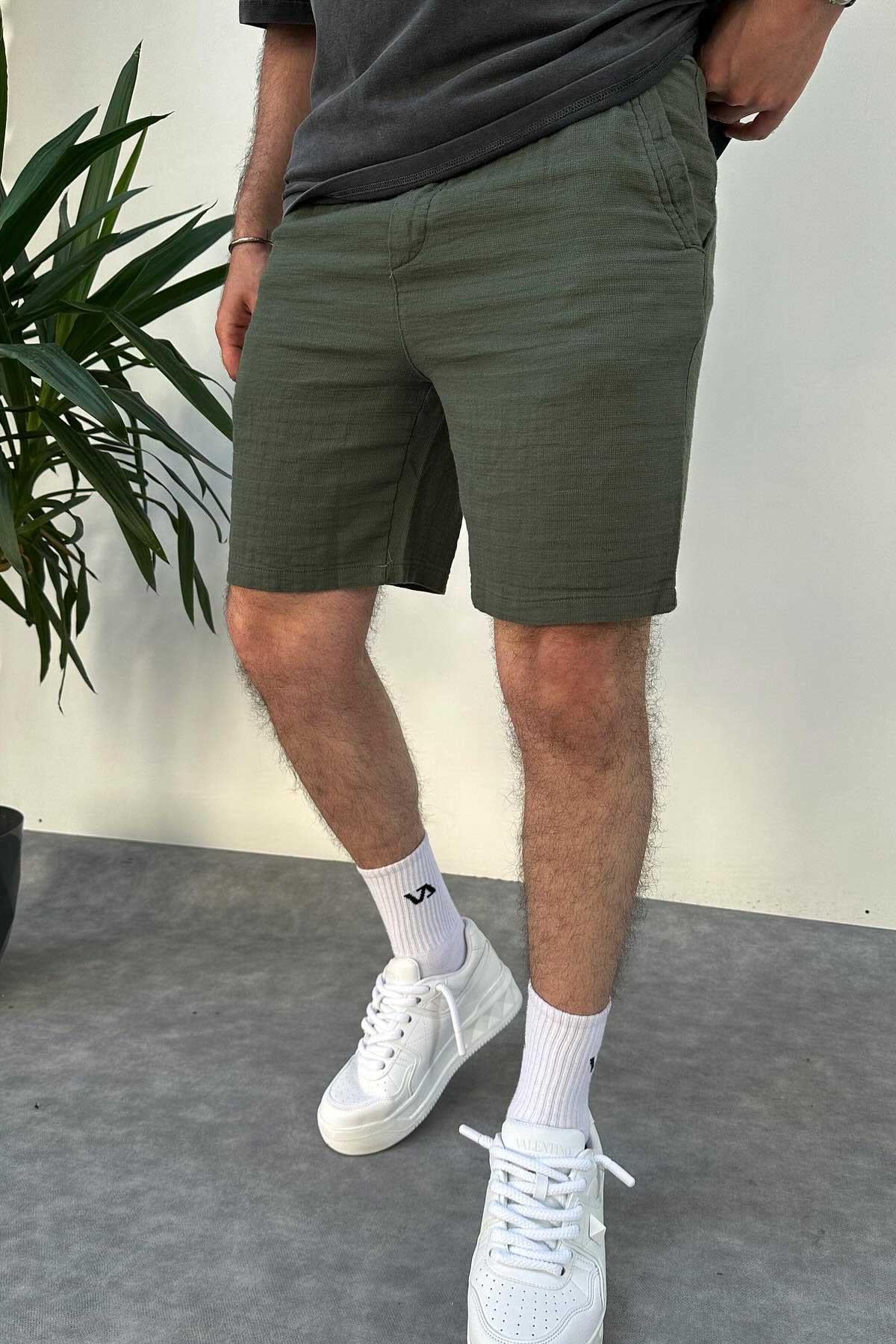 Haki Keten Şort