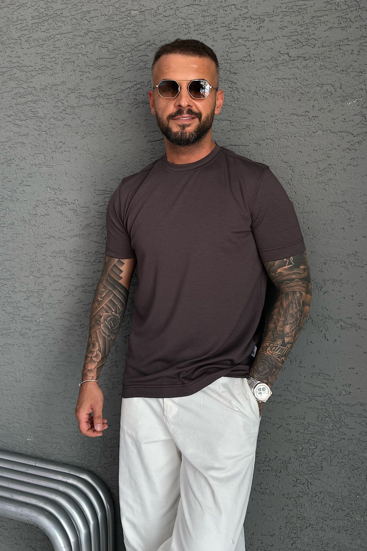 Kahve Oysho Kumaş T-Shirt