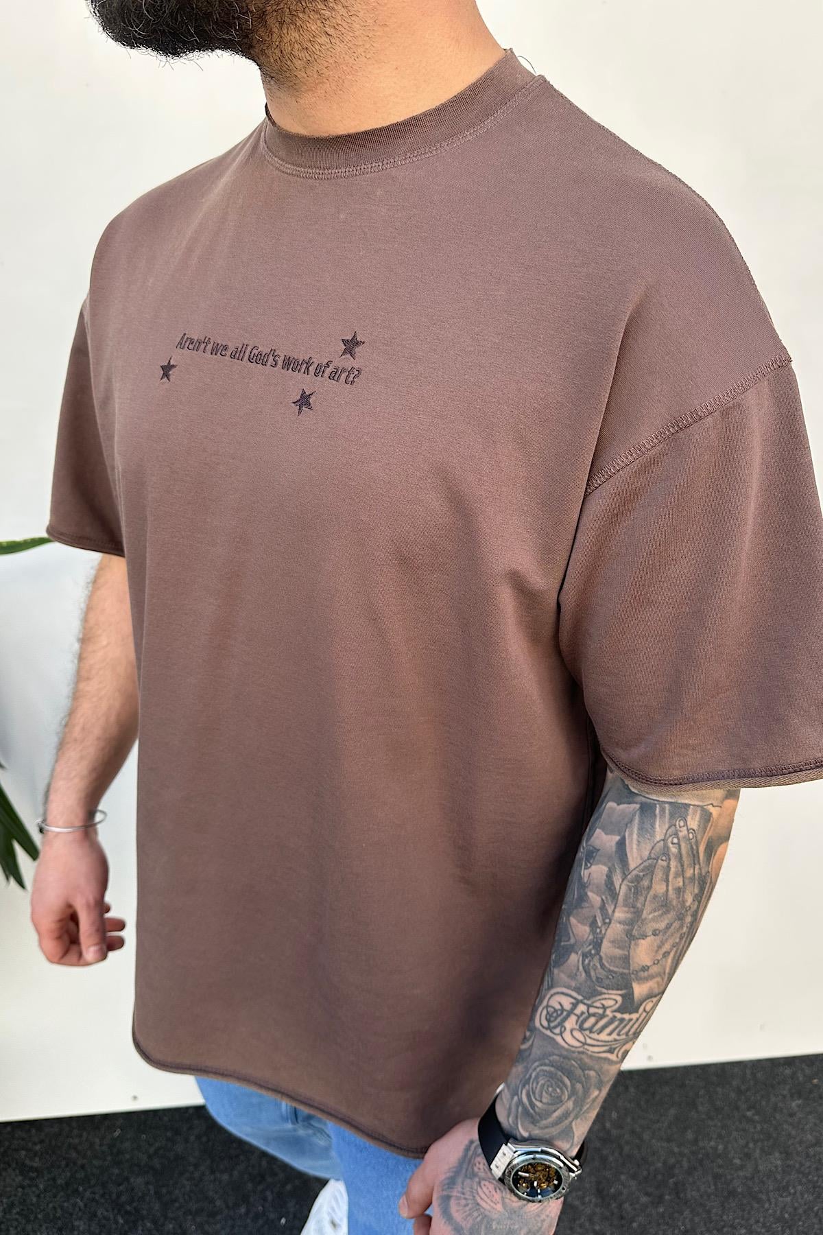Kahverengi Artwork T-Shirt
