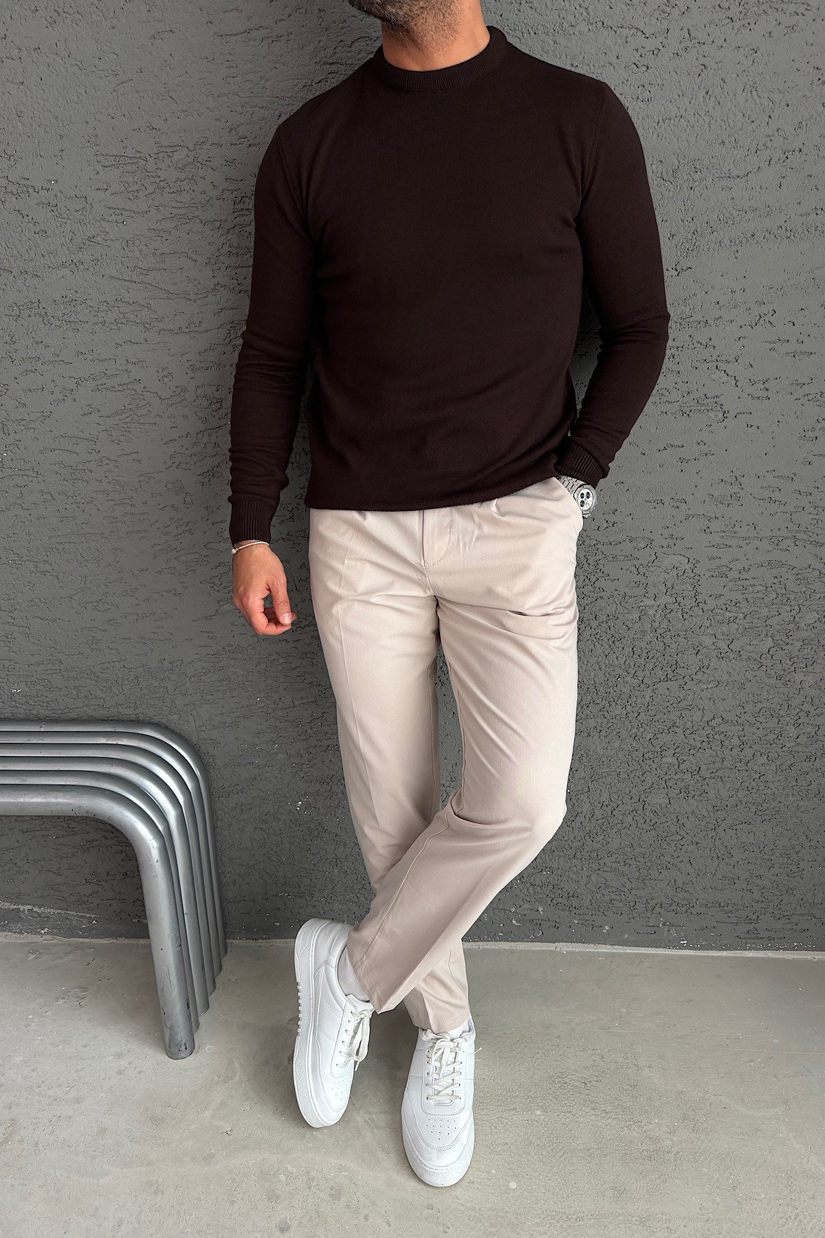 Kahverengi Basic Triko Kazak