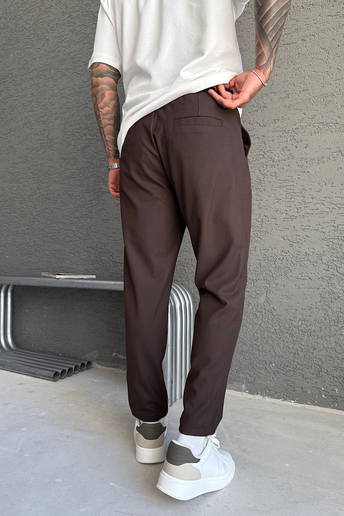 Kahverengi Boyfriend Kumaş Pantolon
