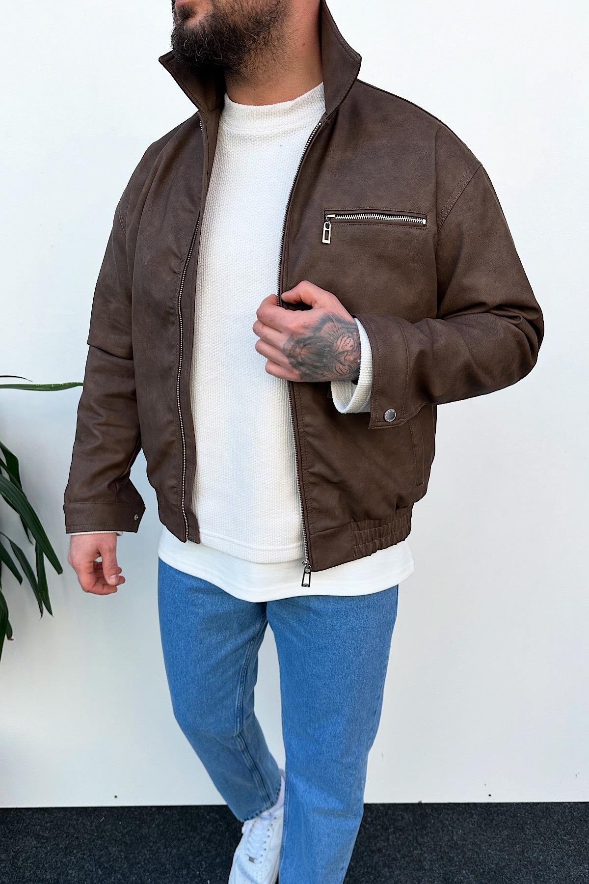 Kahverengi Deri Ceket