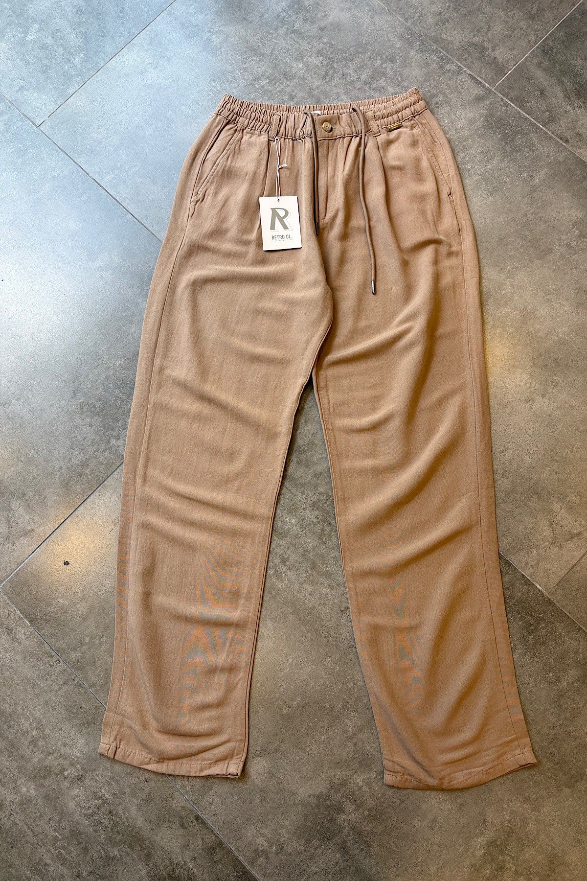 Keten Beli İpli Kahve Pantolon 