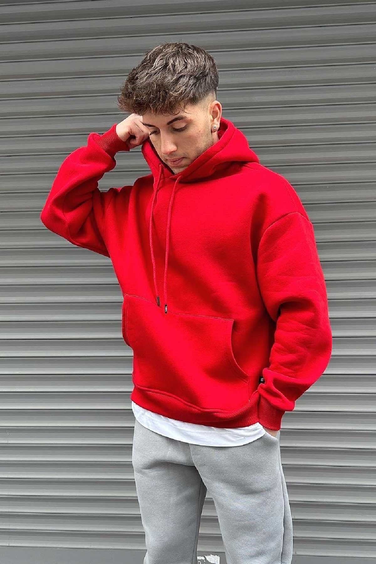 Kırmızı Basic Sweatshirt