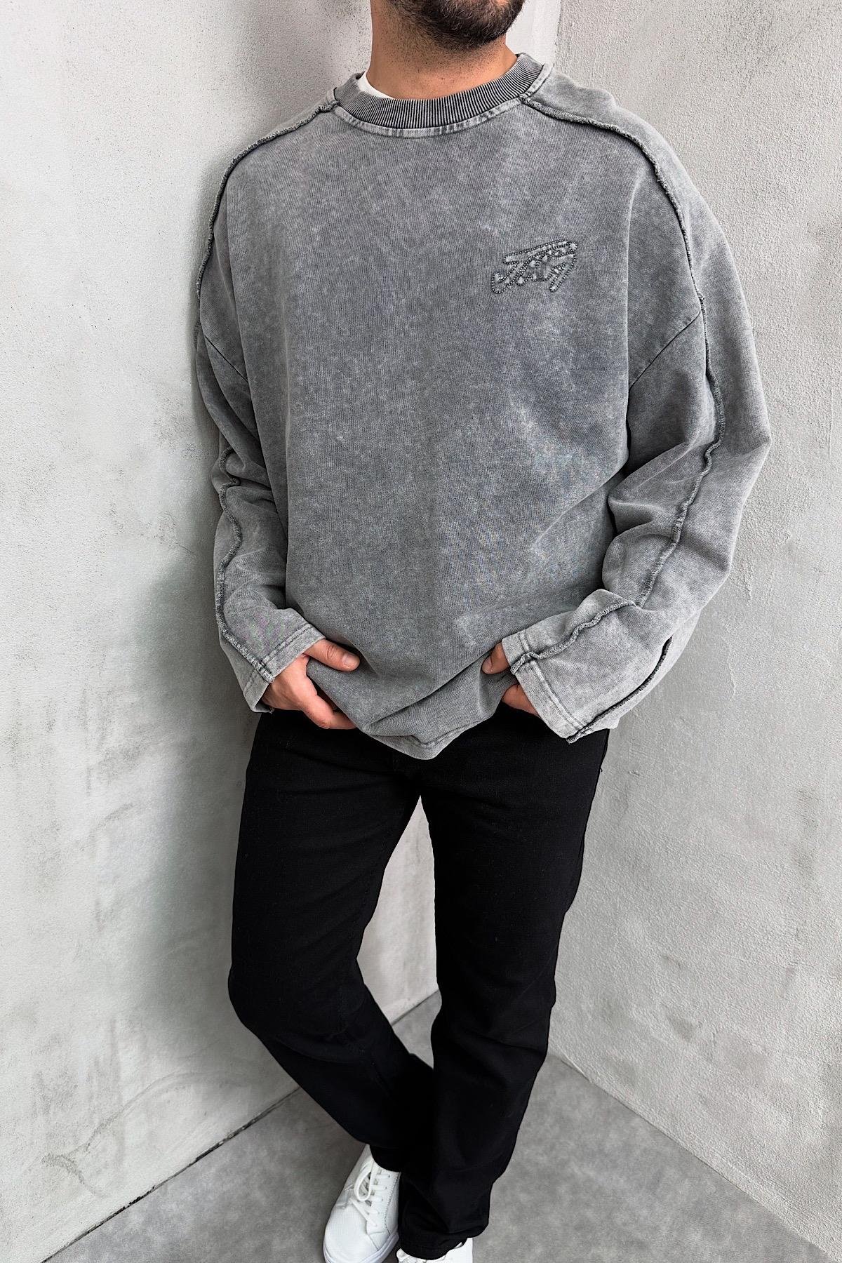 Koyu Gri Oversize Sweatshirt