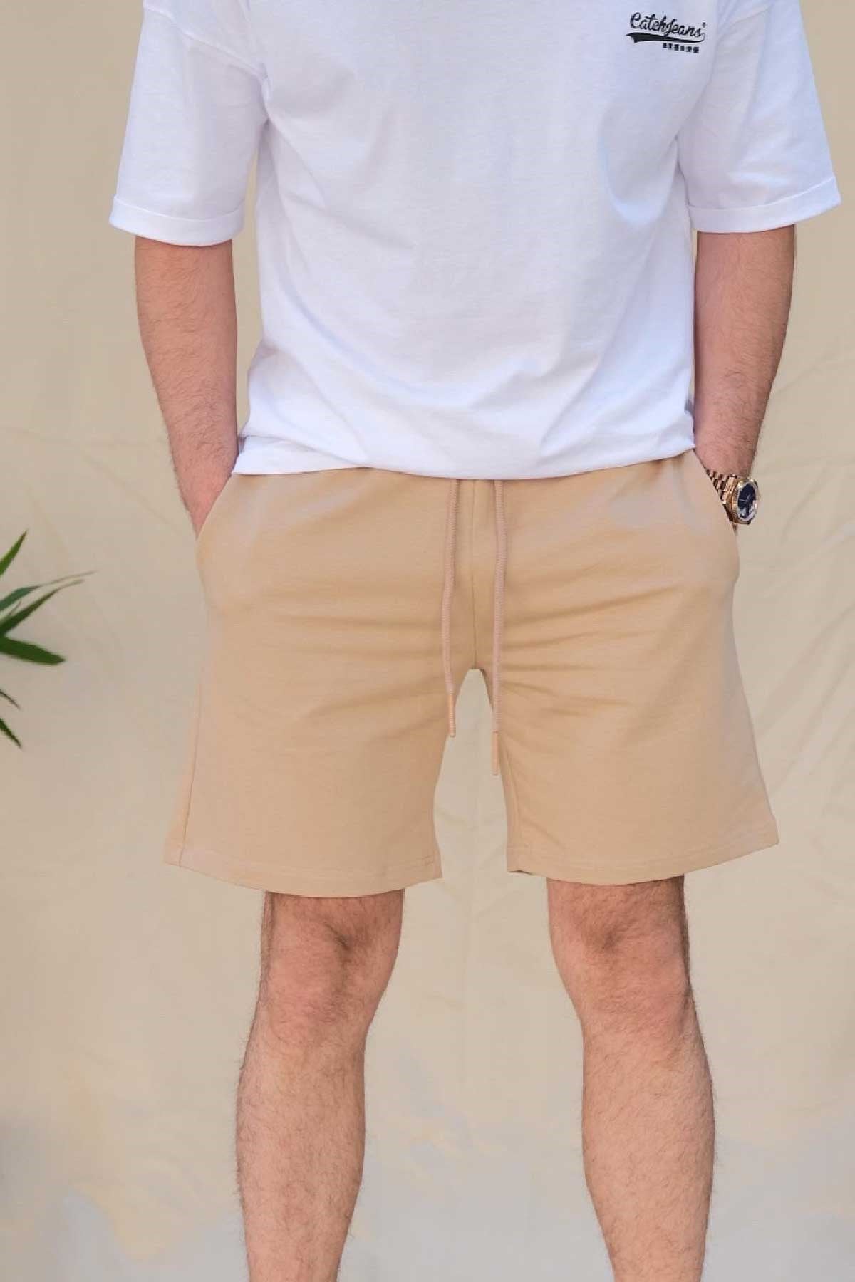 Krem Basic Şort 