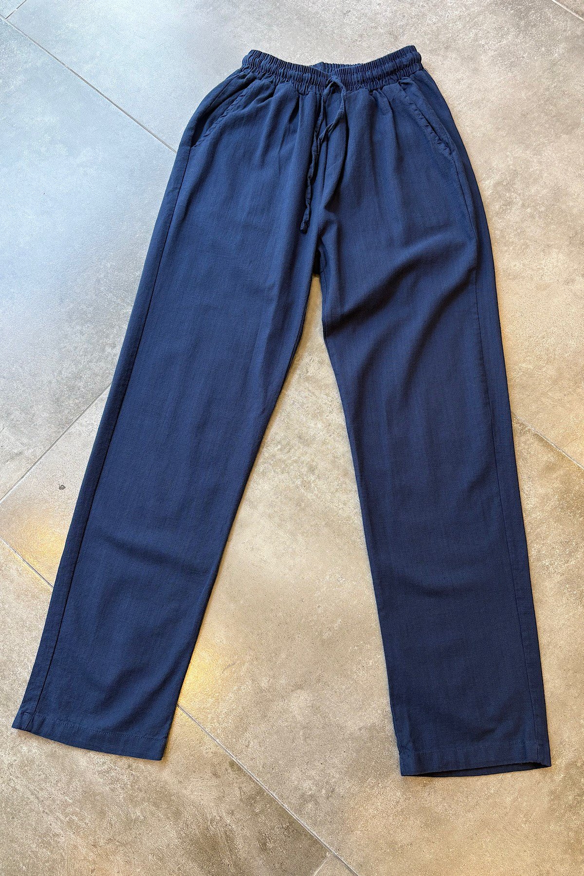 Lacivert Keten Pantolon 