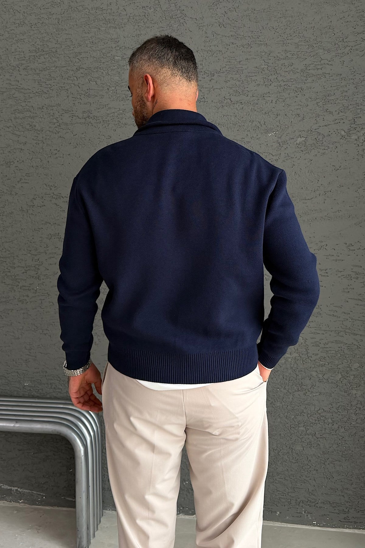 Lacivert Yarım Fermuarlı Sweatshirt