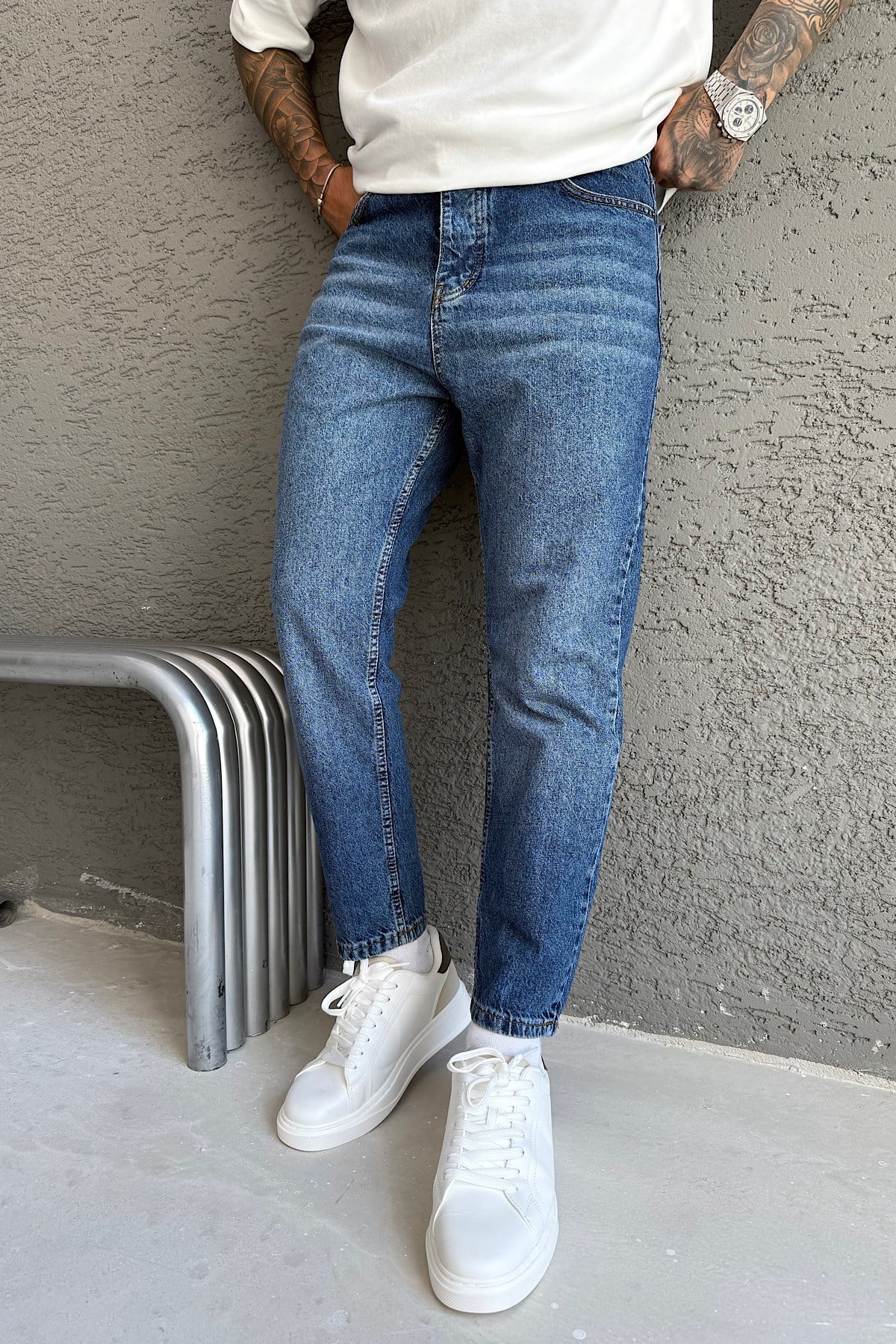 Mavi Eskitme Detaylı Boyfriend Pantolon 