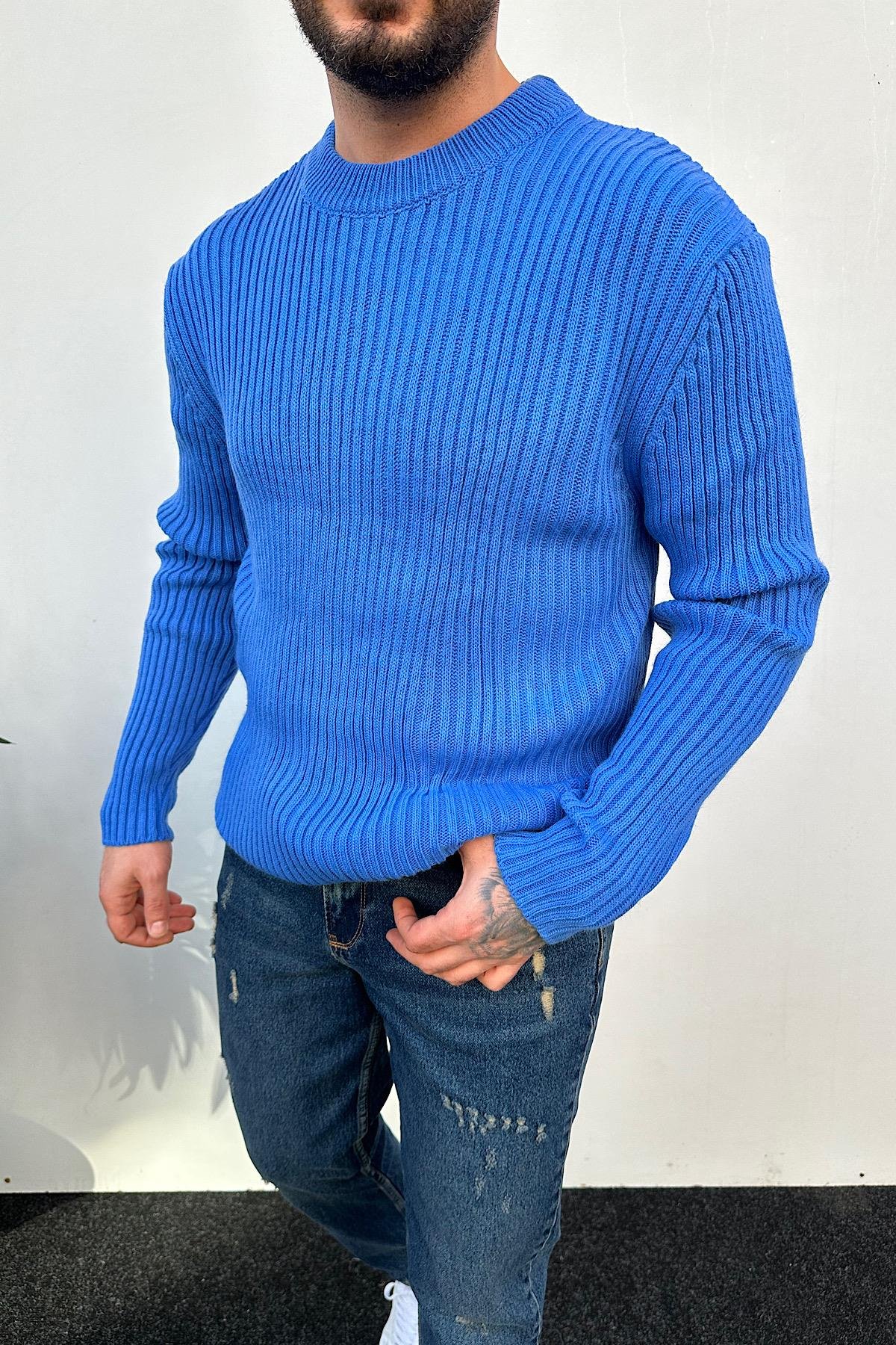 Mavi Örme Triko Kazak