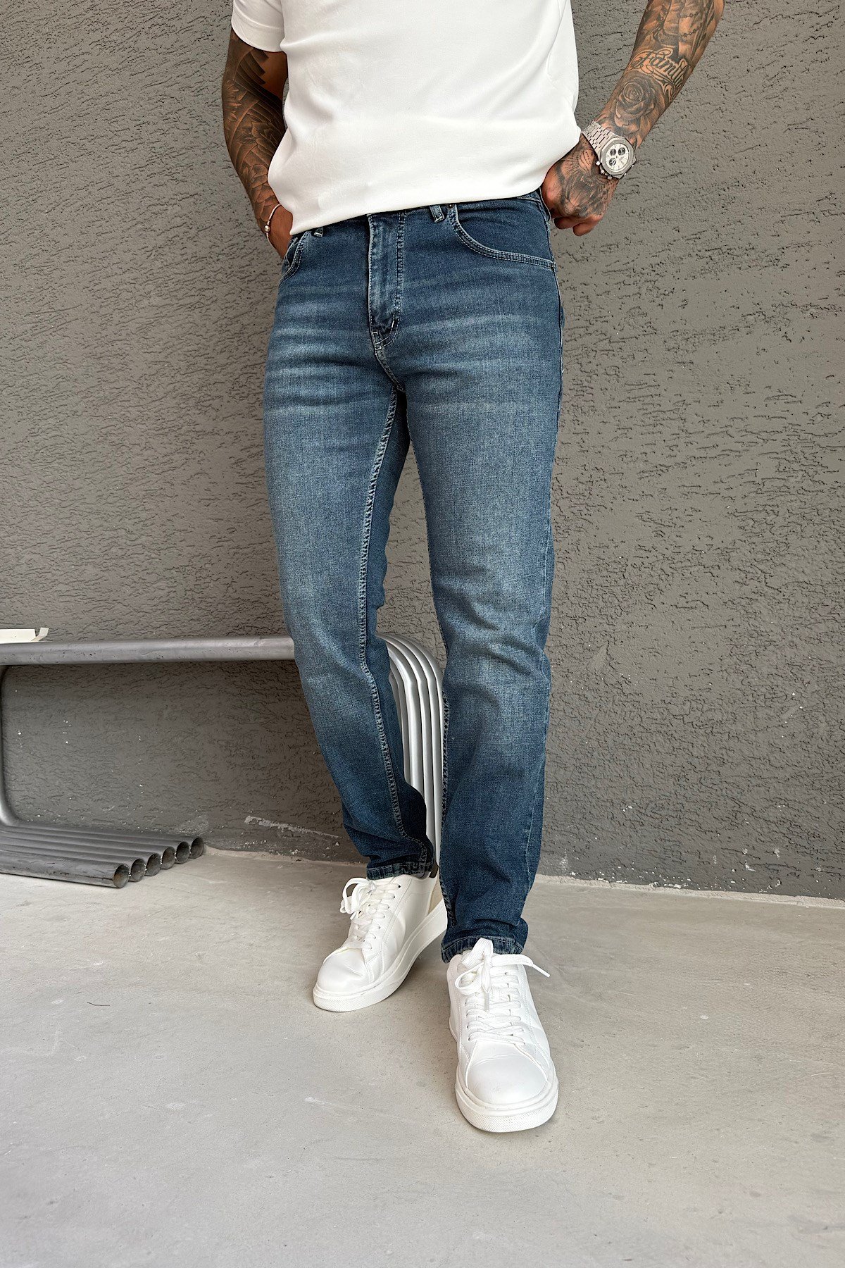 Mavi Yıkamalı Regular Fit Jean
