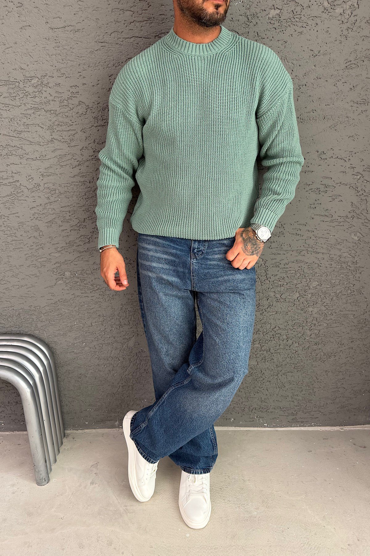 Mint Yeşil Basic Triko Kazak