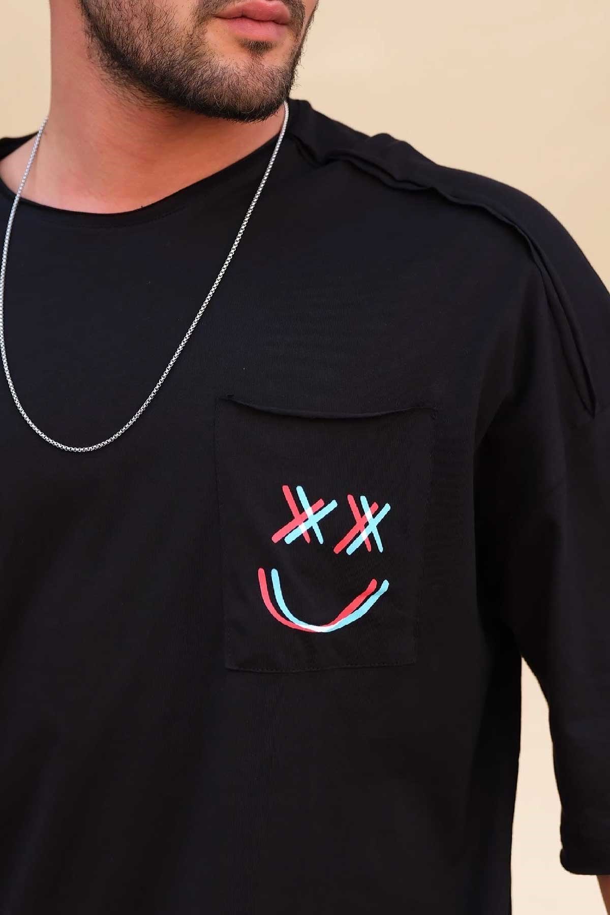 Oversize  T-Shirt Siyah Smile