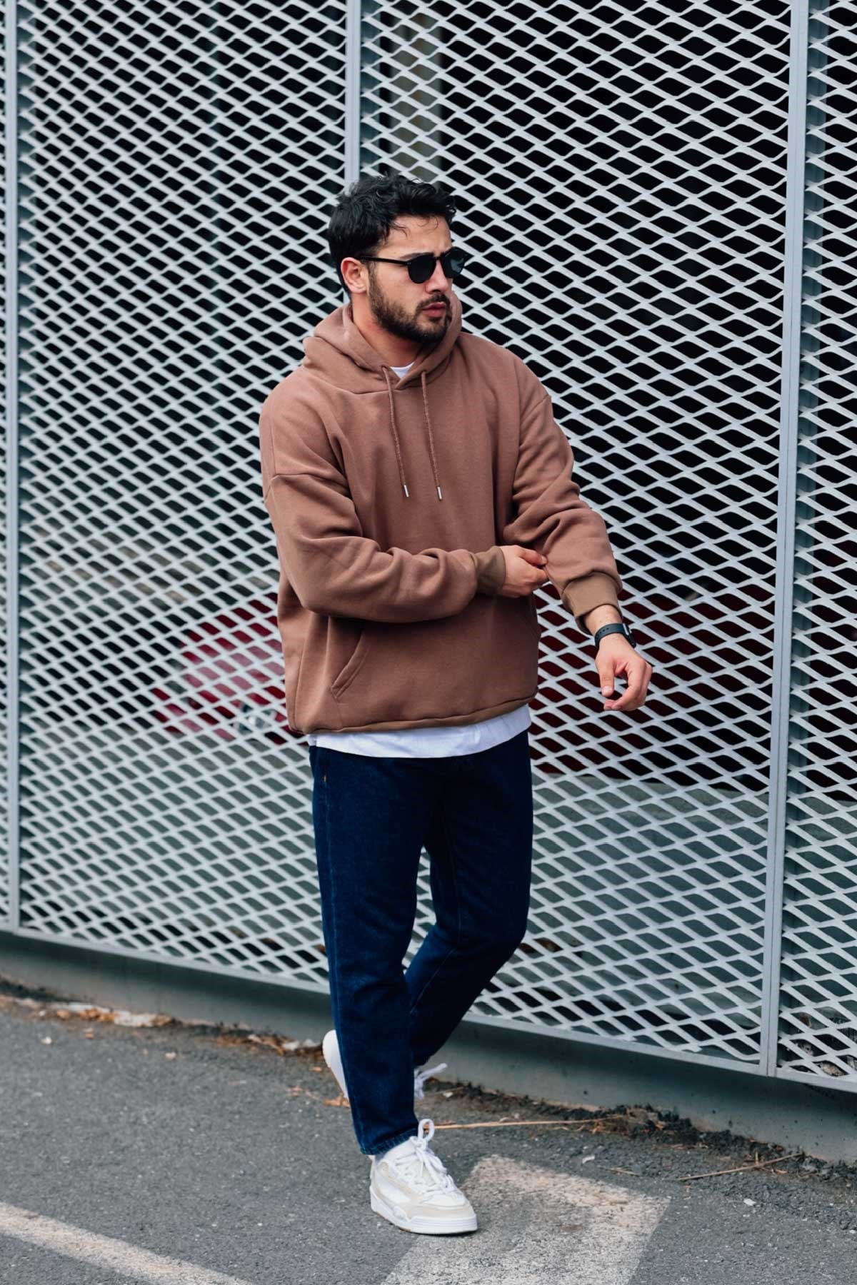 Oversize Basic Kahverengi Sweatshirt 